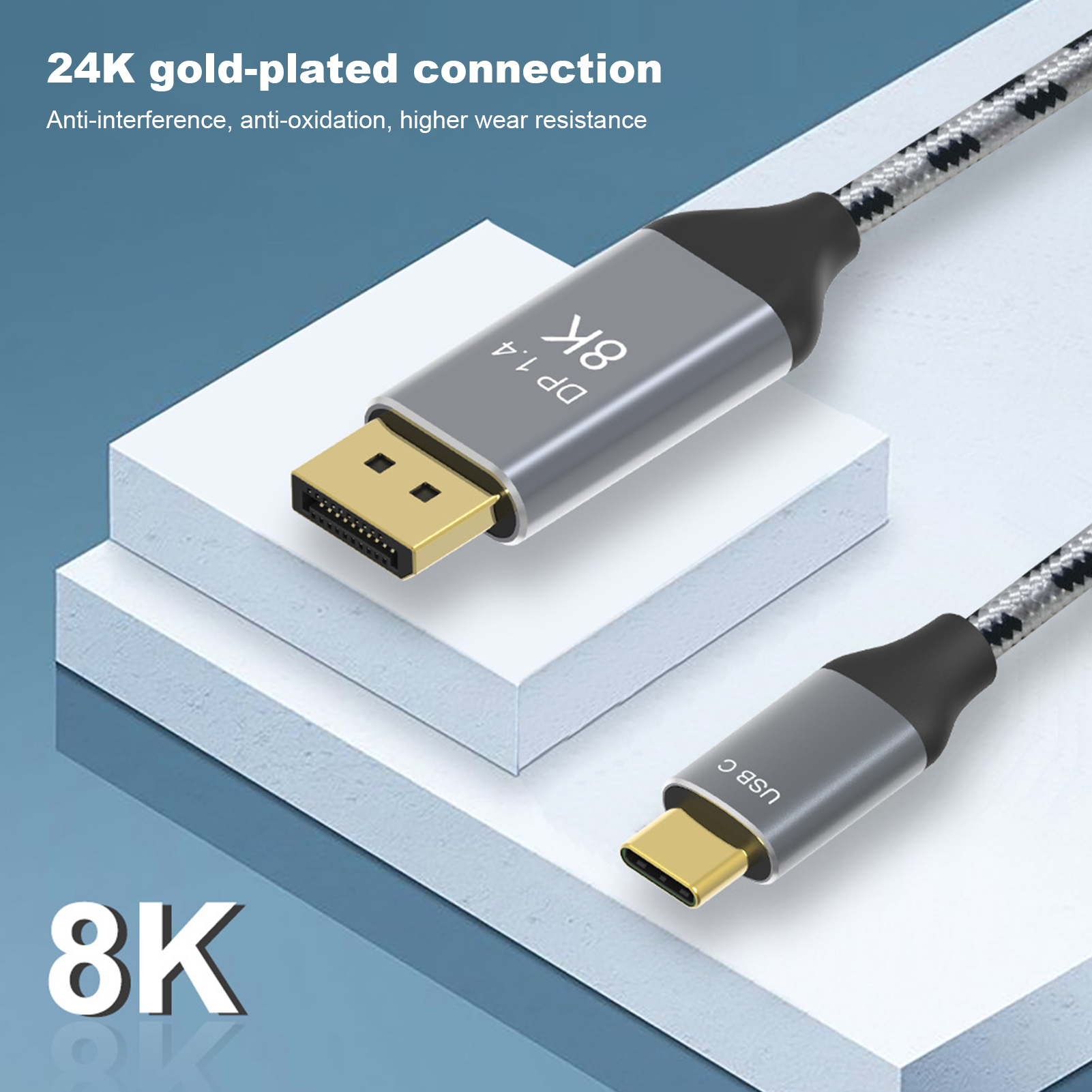 HD Video Cable Type C To Display Port 8K At 60Hz 1.4 For IOS Laptop Adapter GS0 - Photo 15 sur 21