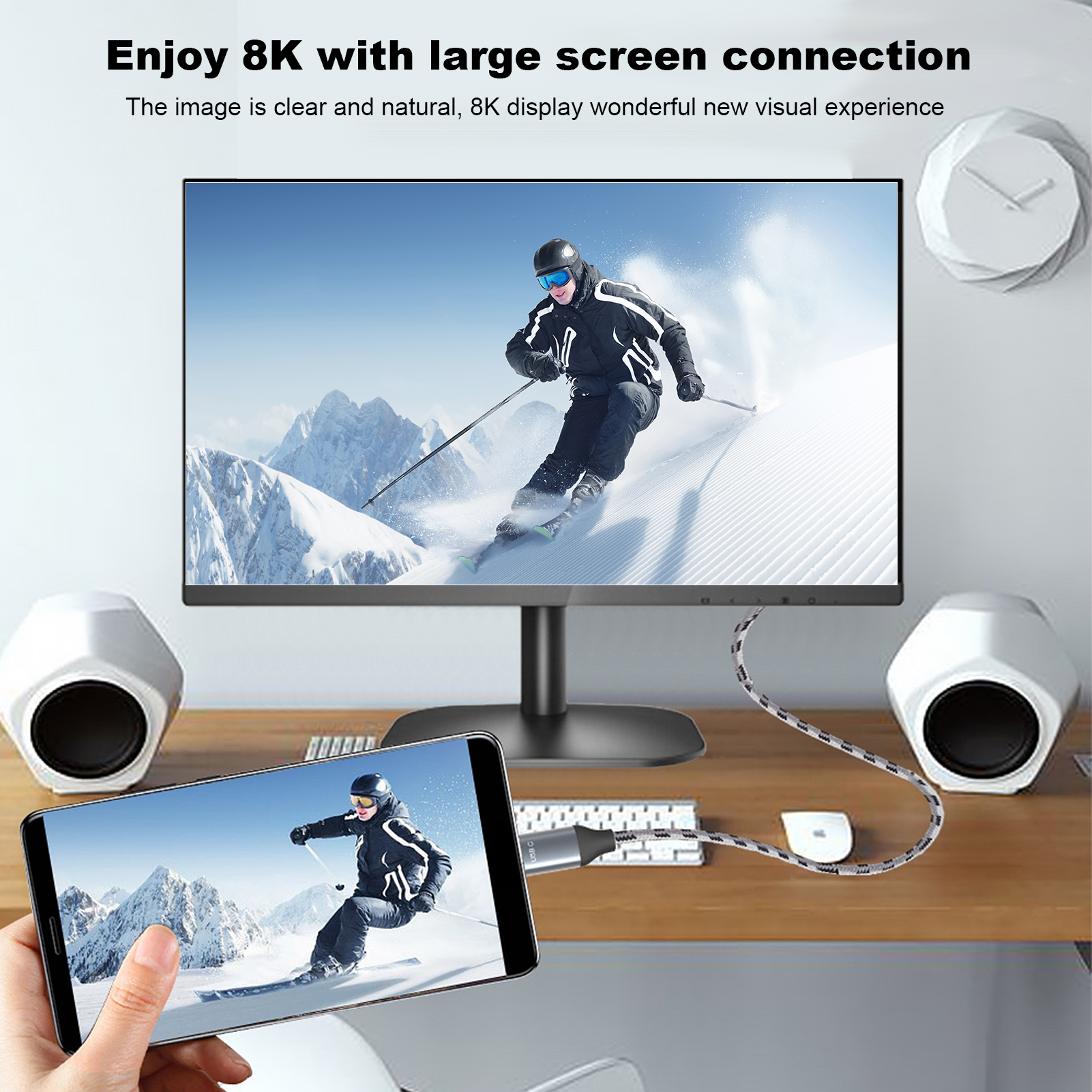 HD Video Cable Type C To Display Port 8K At 60Hz 1.4 For IOS Laptop Adapter XXL - Photo 14 sur 21