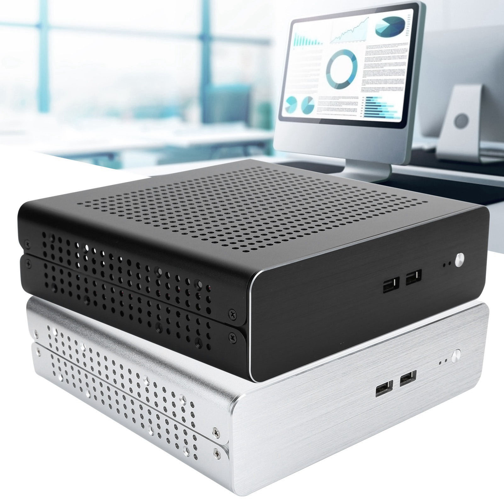 G60S HTPC Chassis Full Aluminum DCATX Power Supply MiniITX Case For Desktop C FY - Afbeelding 22 van 23