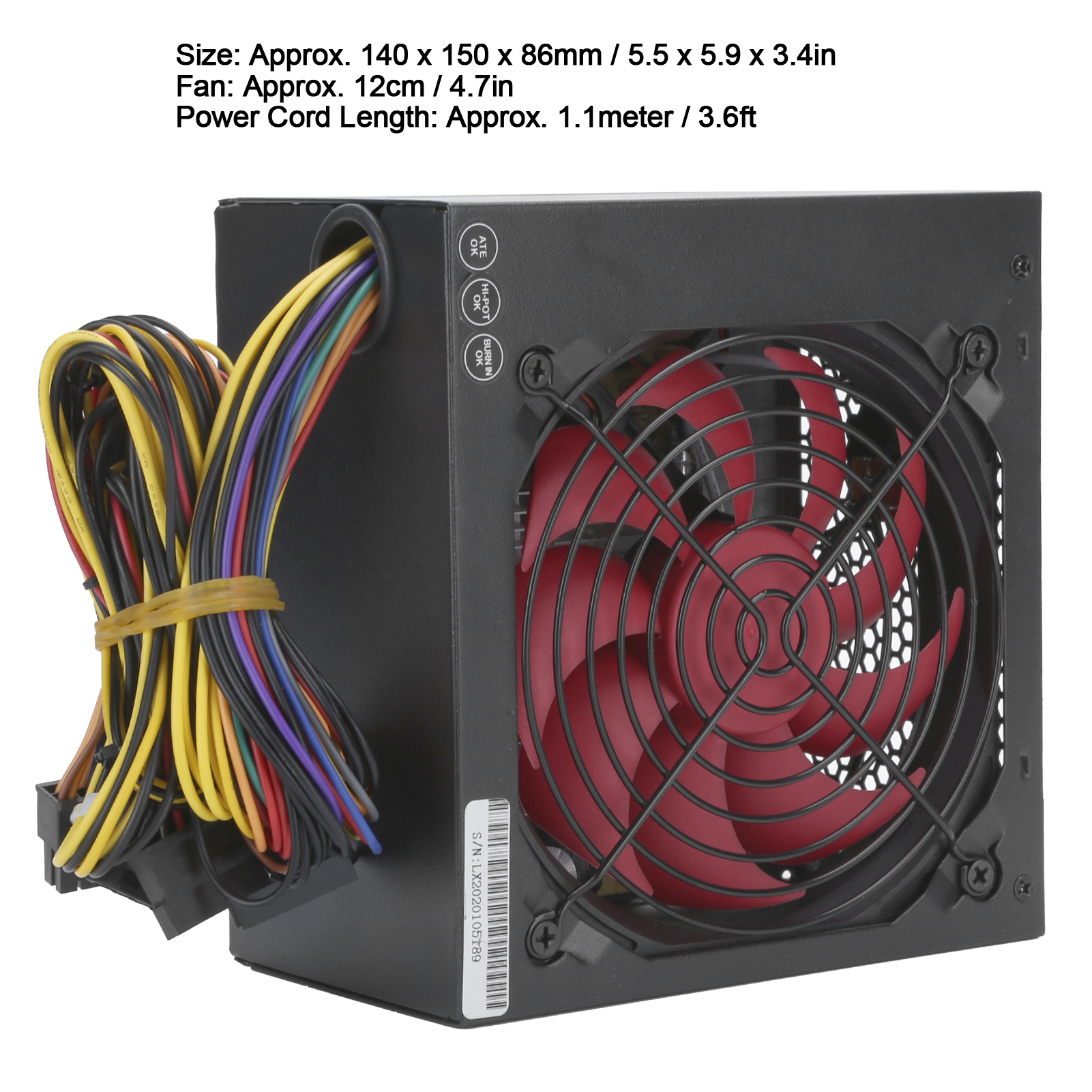 Power Supply For PC Computer Accessories Red Fan Manual Adjustable 115/230V A FY - Afbeelding 18 van 23