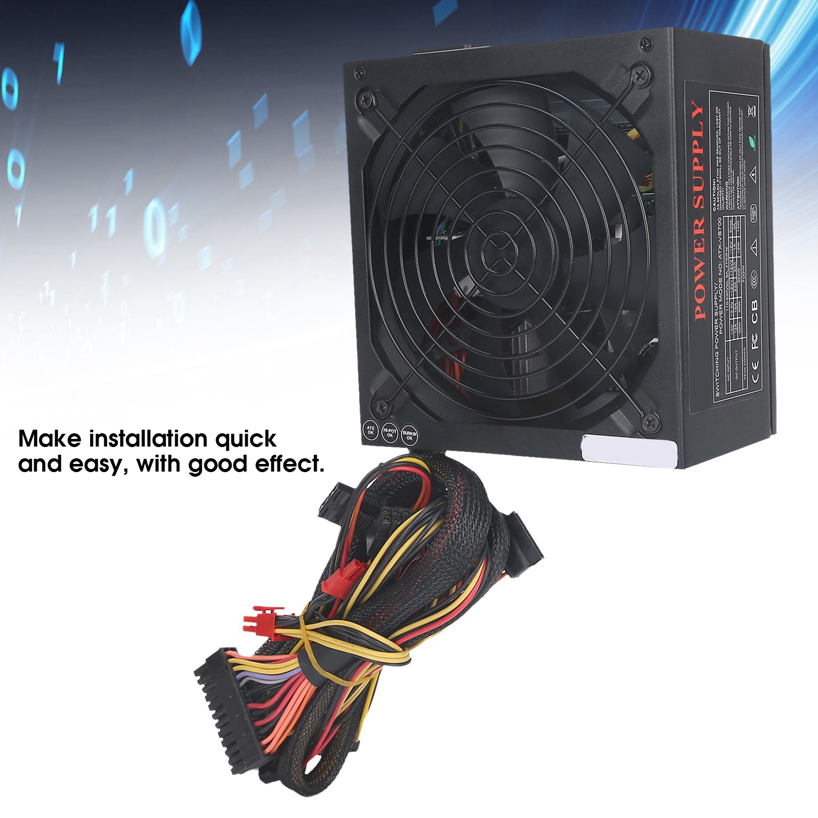 Computer Power Supply Rated 700W Desktop Mute Fan Accessories ATX 24‑PIN 14CM CB - Afbeelding 23 van 23