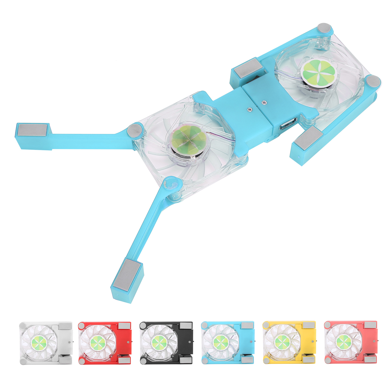 DRS03 Folding Laptop Cooling Pad Double Fans LED Blue Light Notebook Compute SAL - Bild 13 von 20