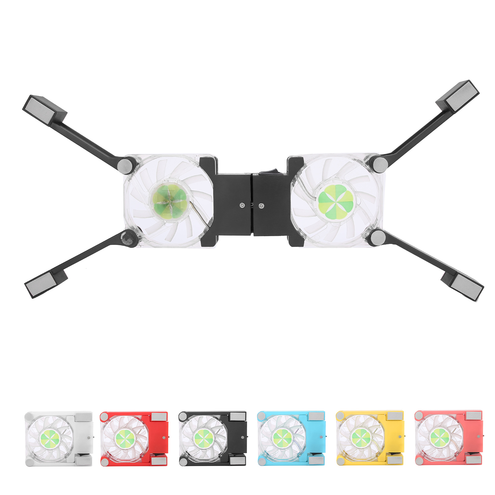 DRS03 Folding Laptop Cooling Pad Double Fans LED Blue Light Notebook Compute SAL - Bild 9 von 20
