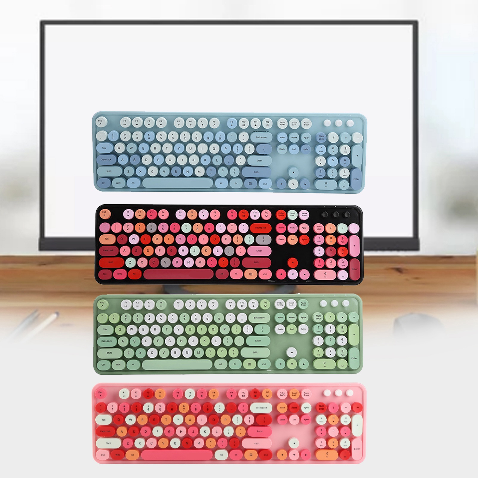 2.4Ghz Wireless 104 Key Keyboard And Mouse Set Office Desktop Cute Keyboard F DB - Afbeelding 19 van 21
