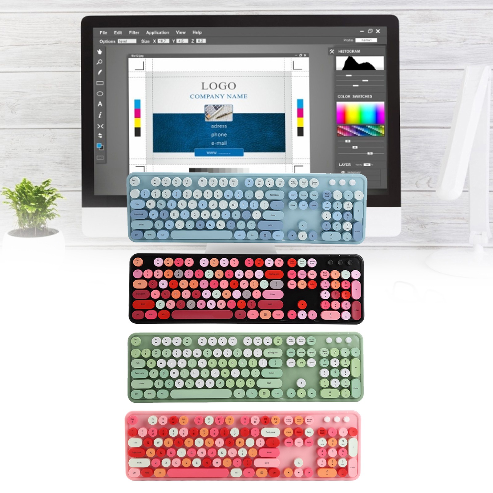 2.4Ghz Wireless 104 Key Keyboard And Mouse Set Office Desktop Cute Keyboard F DB - Afbeelding 17 van 21