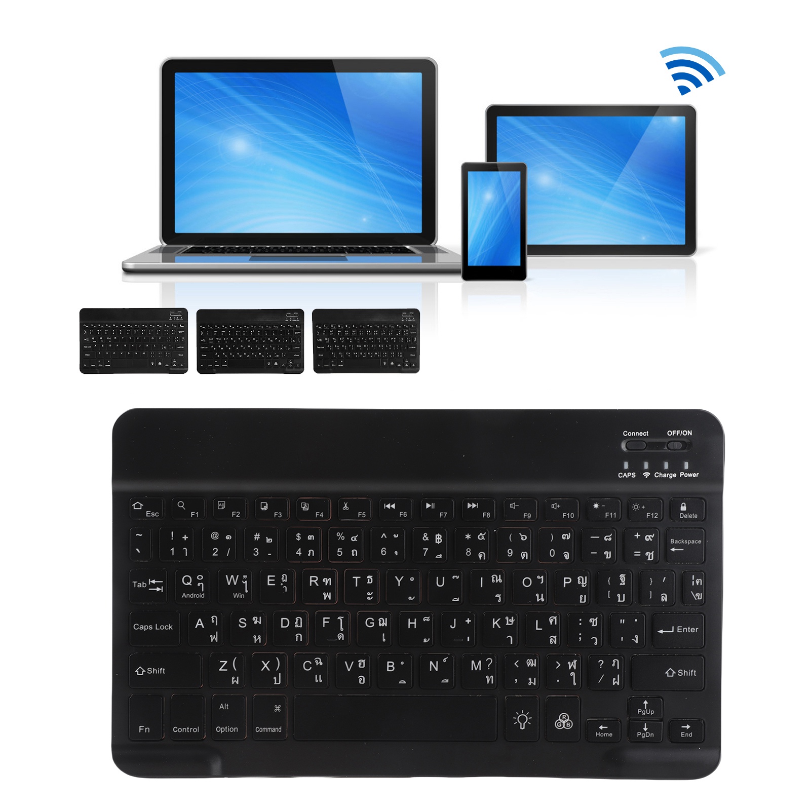 Wireless BT Keyboard 10in With RGB Backlight Square Keycap For Phone Tablet ECM - Picture 15 of 21