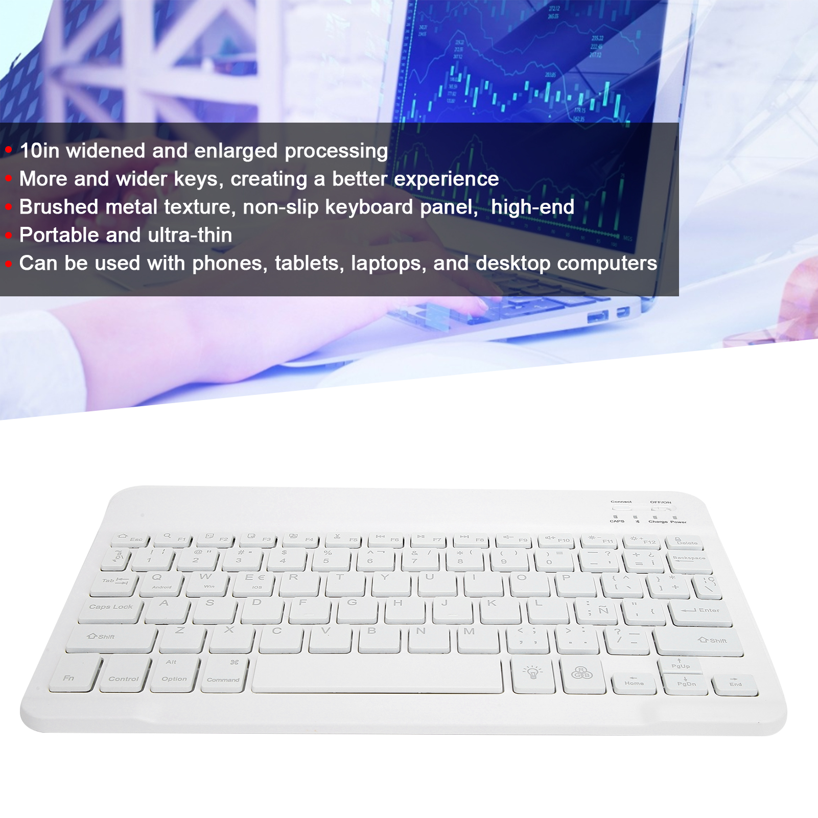 Wireless BT Keyboard 10in With RGB Backlight Square Keycap For Phone Tablet DOB - Picture 15 of 18