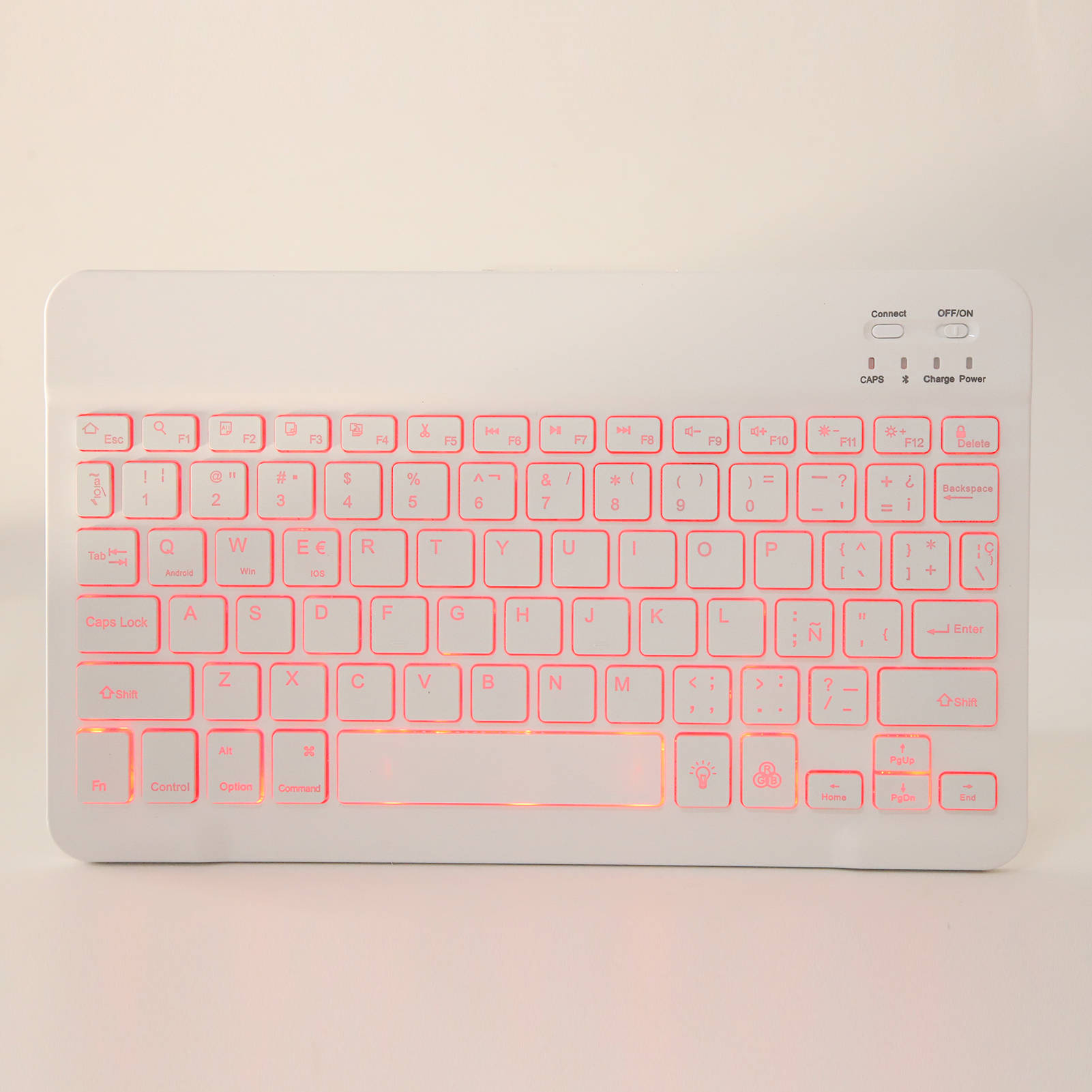 Wireless BT Keyboard 10in With RGB Backlight Square Keycap For Phone Tablet XXL - Picture 17 of 18
