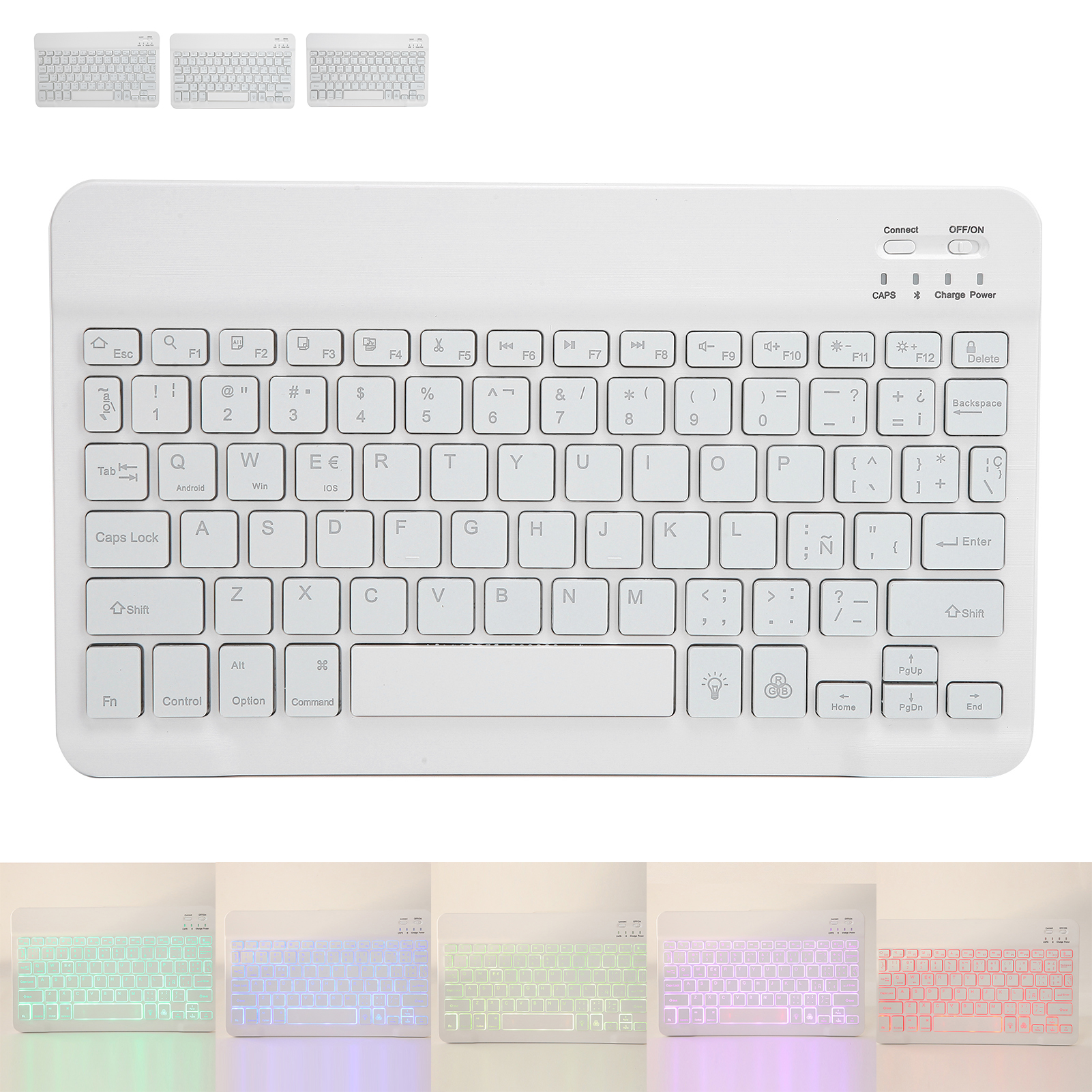 Wireless BT Keyboard 10in With RGB Backlight Square Keycap For Phone Tablet ECM - Picture 15 of 18