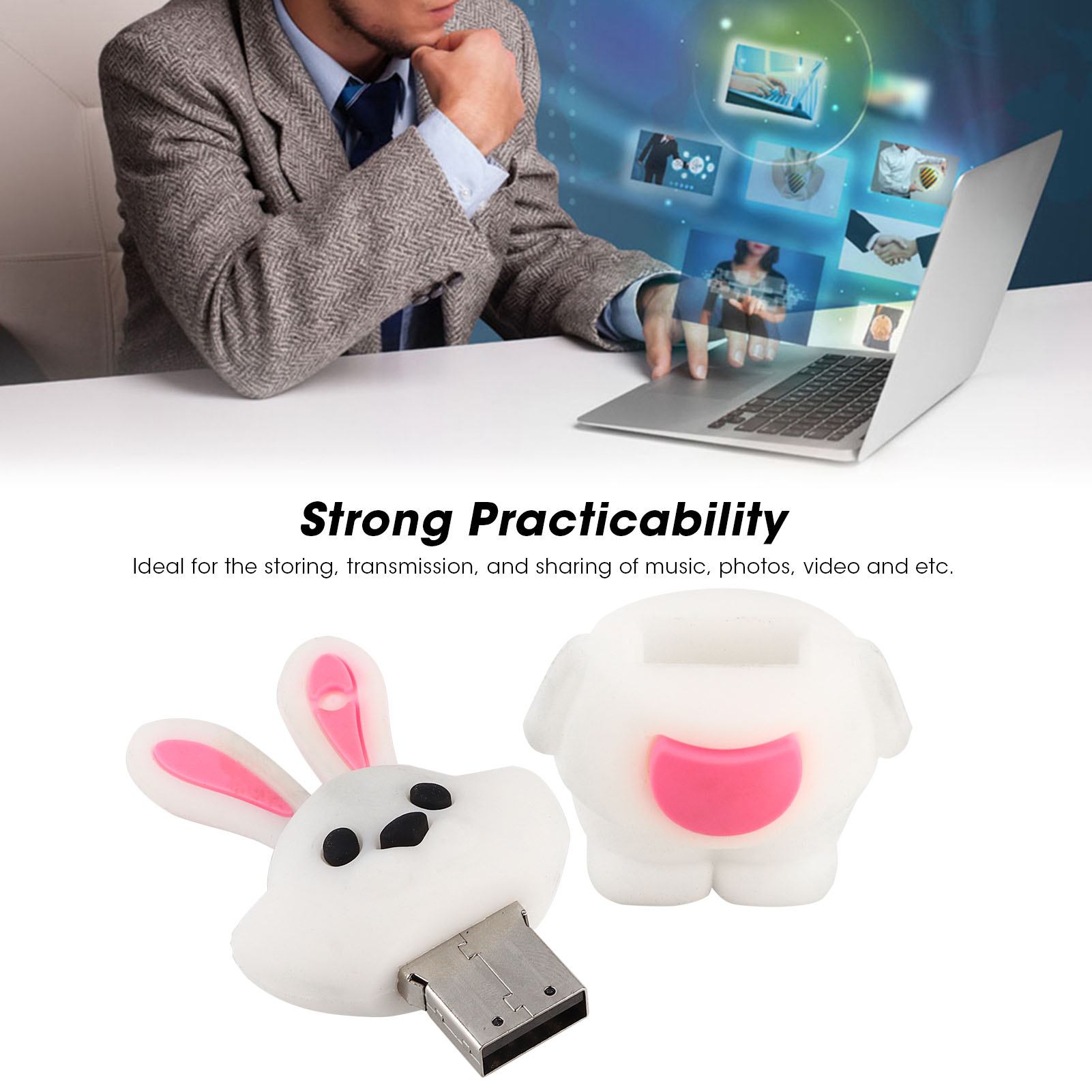Cartoon USB Flash Drive 2.0 Pendrive Rabbit Doll Portable U Dis