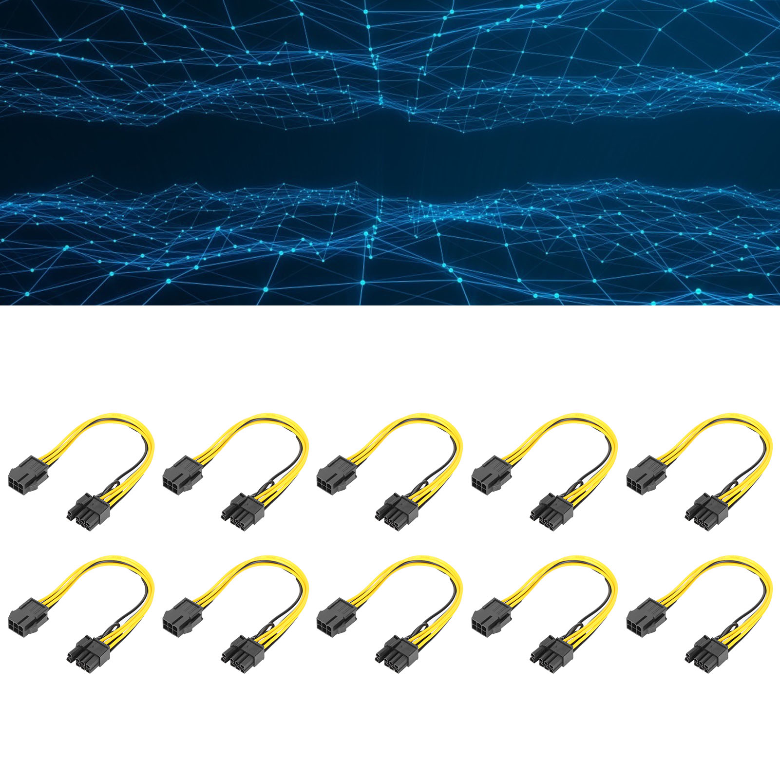 10 Pcs Pci‑E Adapter 6 Pin To 8(6+2) Pin Power Cable For Computer Data Tra AM - Afbeelding 3 van 23