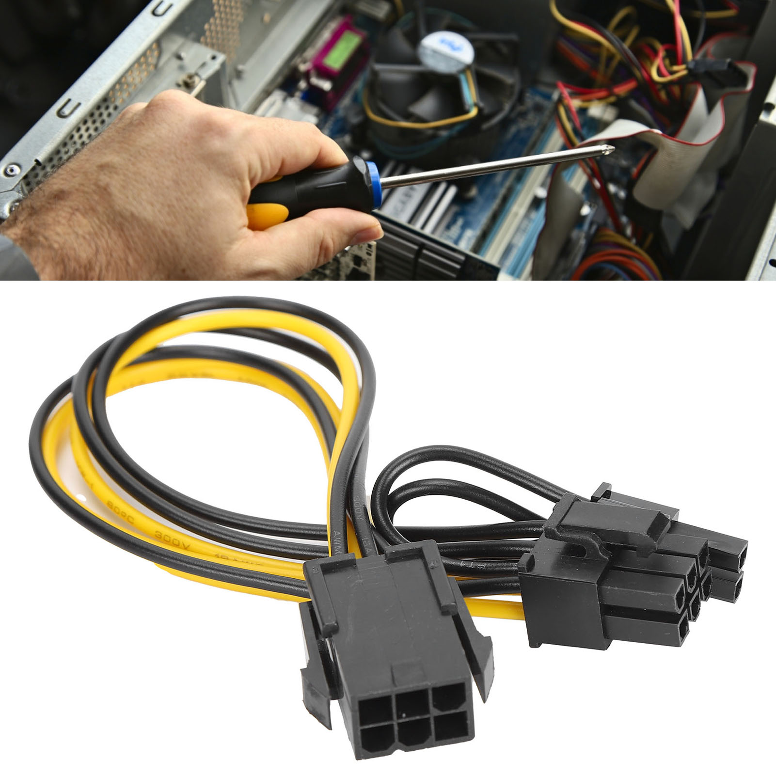 10 Pcs Pci‑E Adapter 6 Pin To 8(6+2) Pin Power Cable For Computer Data Tra AM - Afbeelding 19 van 23