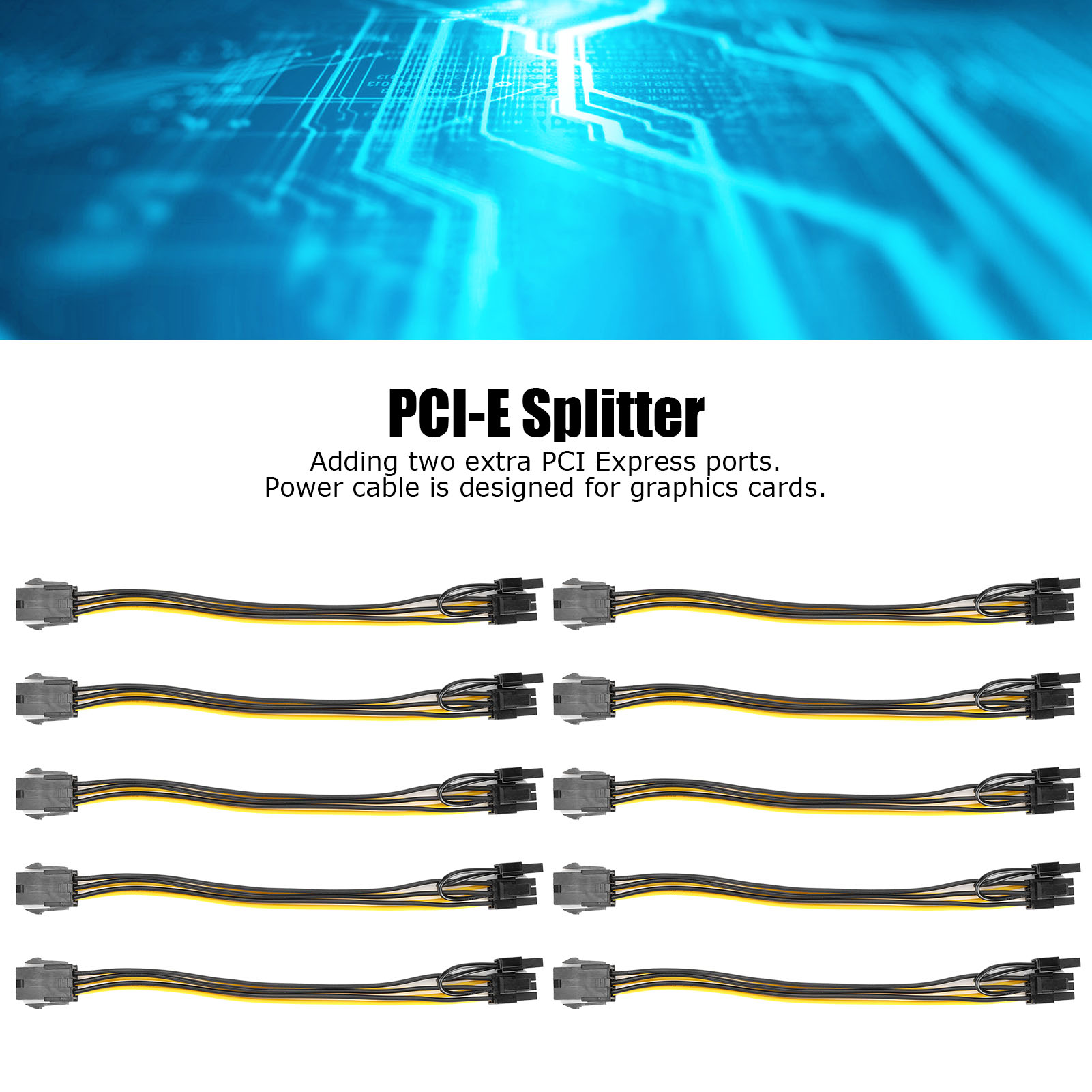 10 Pcs Pci‑E Adapter 6 Pin To 8(6+2) Pin Power Cable For Computer Data Tra AM - Afbeelding 17 van 23