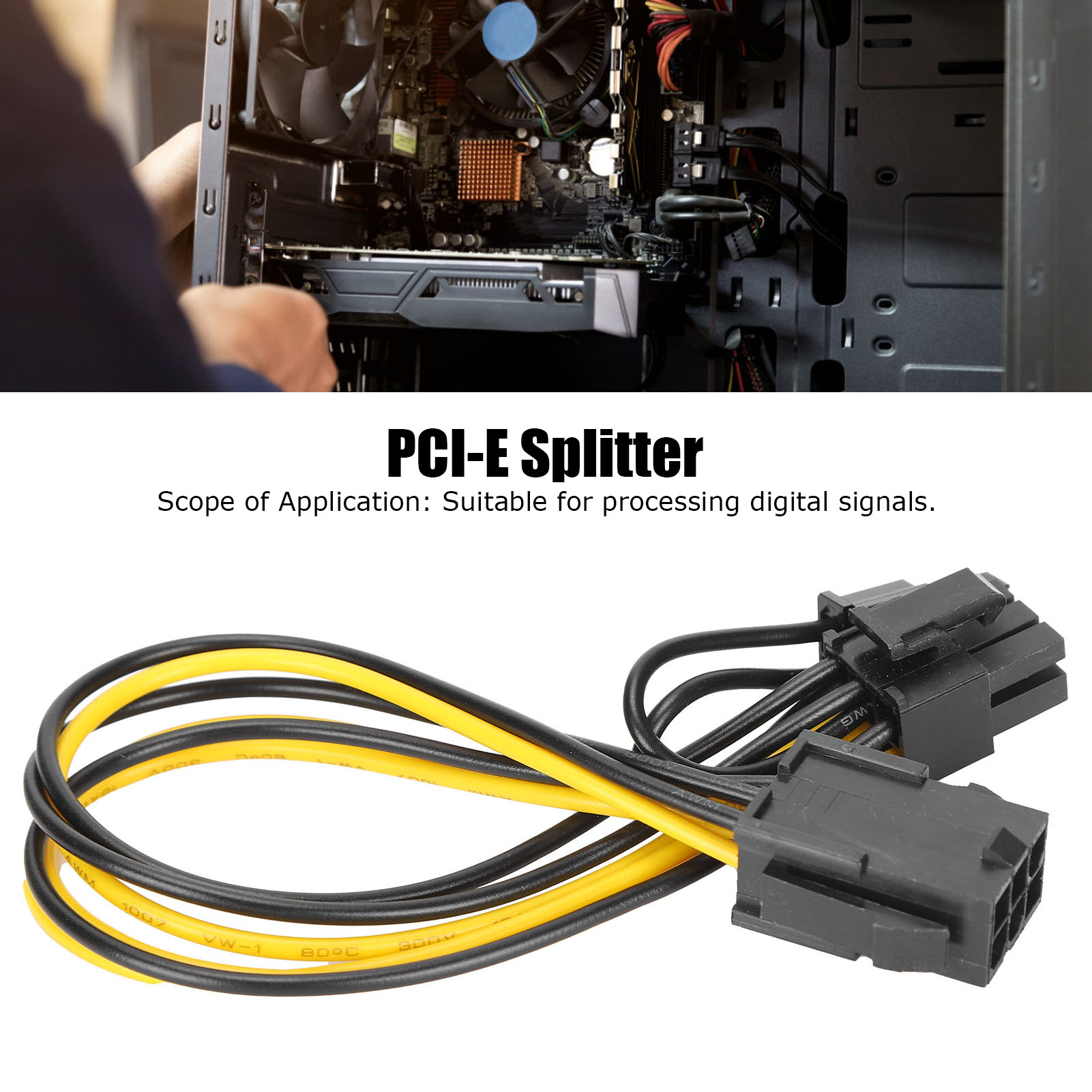 10 Pcs Pci‑E Adapter 6 Pin To 8(6+2) Pin Power Cable For Computer Data Tra AM - Afbeelding 1 van 23