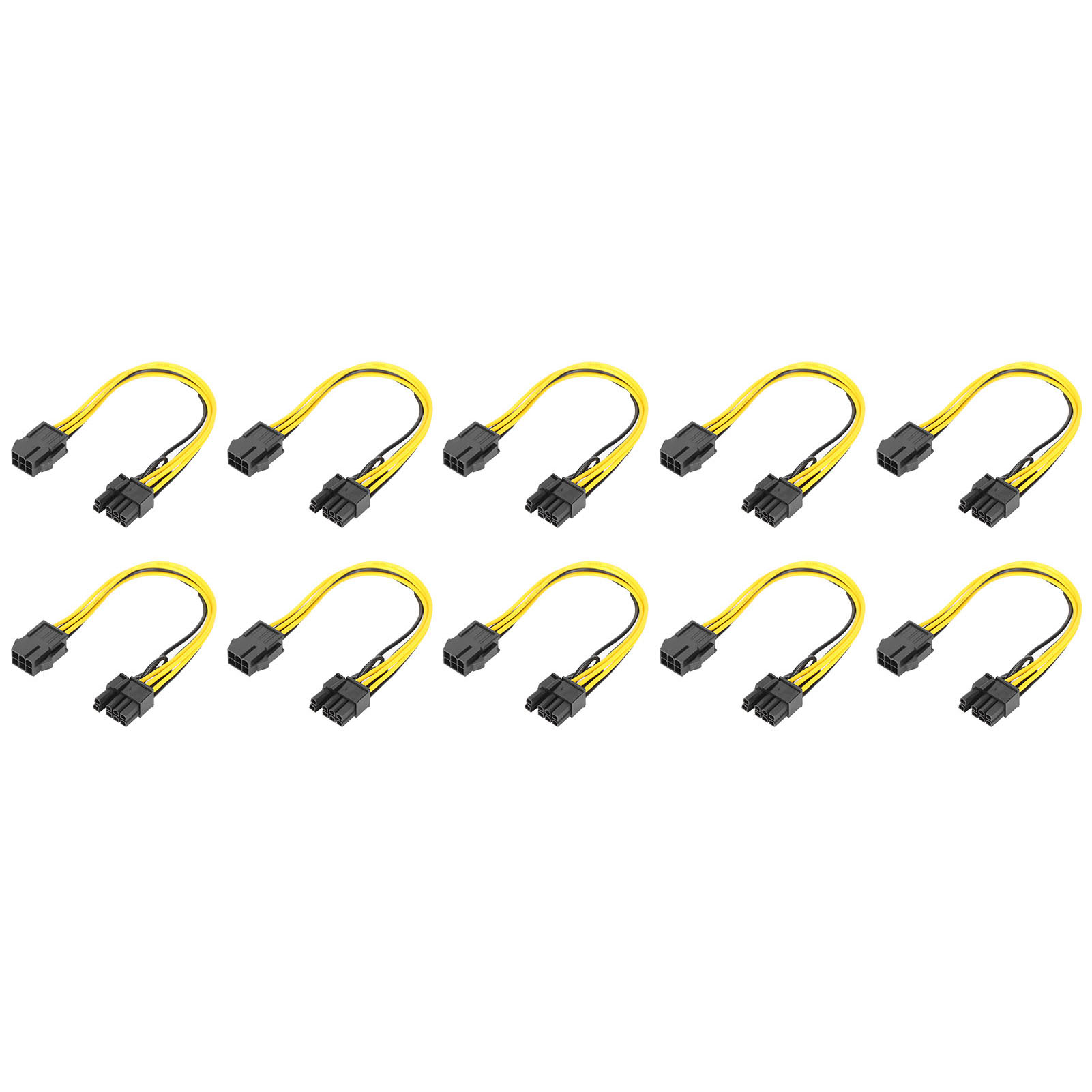 10 Pcs Pci‑E Adapter 6 Pin To 8(6+2) Pin Power Cable For Computer Data Tra AM - Afbeelding 2 van 23