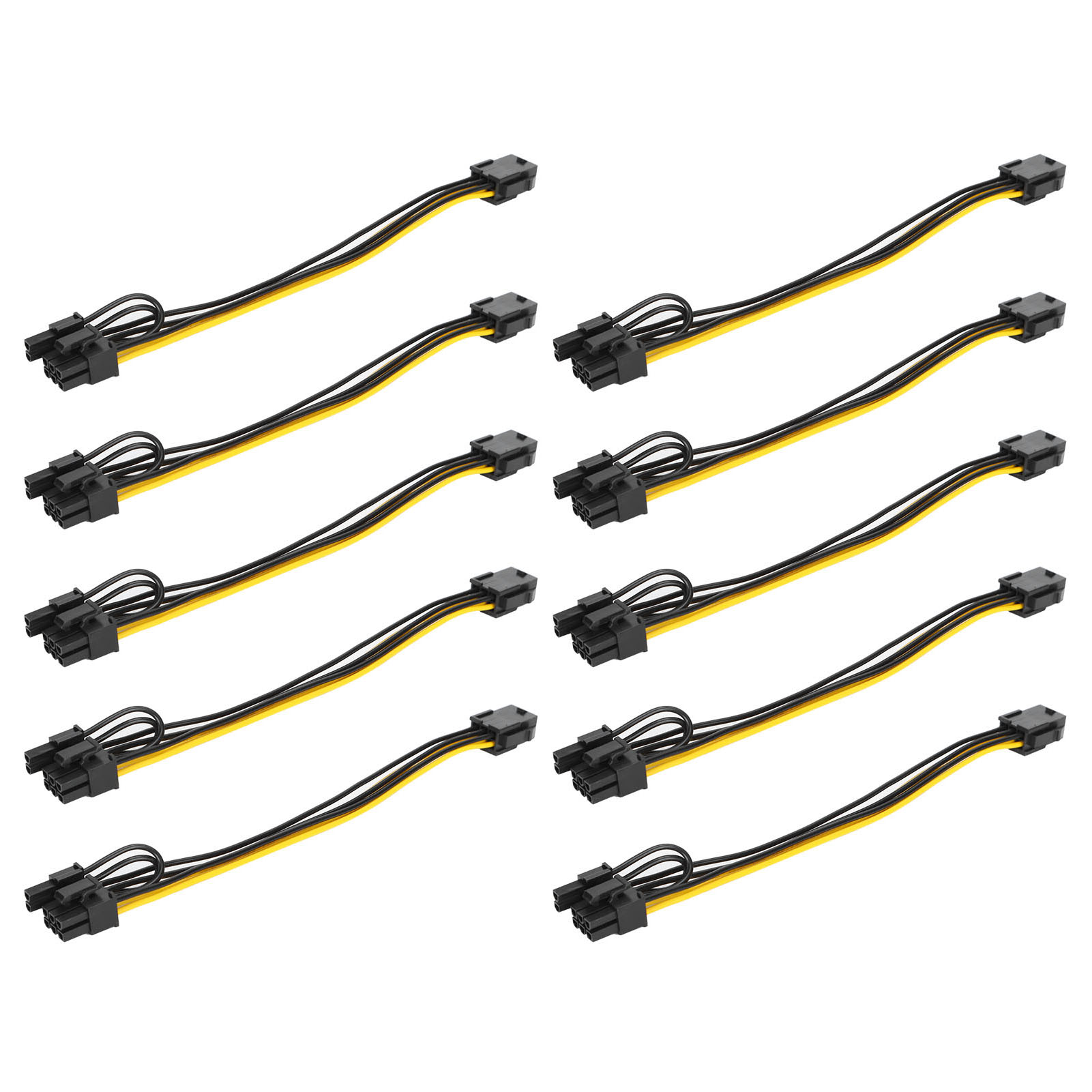 10 Pcs Pci‑E Adapter 6 Pin To 8(6+2) Pin Power Cable For Computer Data Tra AM - Afbeelding 7 van 23