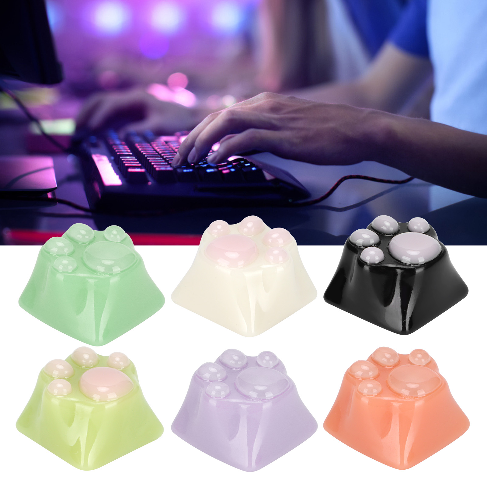 Resin Keycap Cat Claw Corrosion‑Resistant Ergonomic Keyboard Accessories For FY - Bild 23 von 37