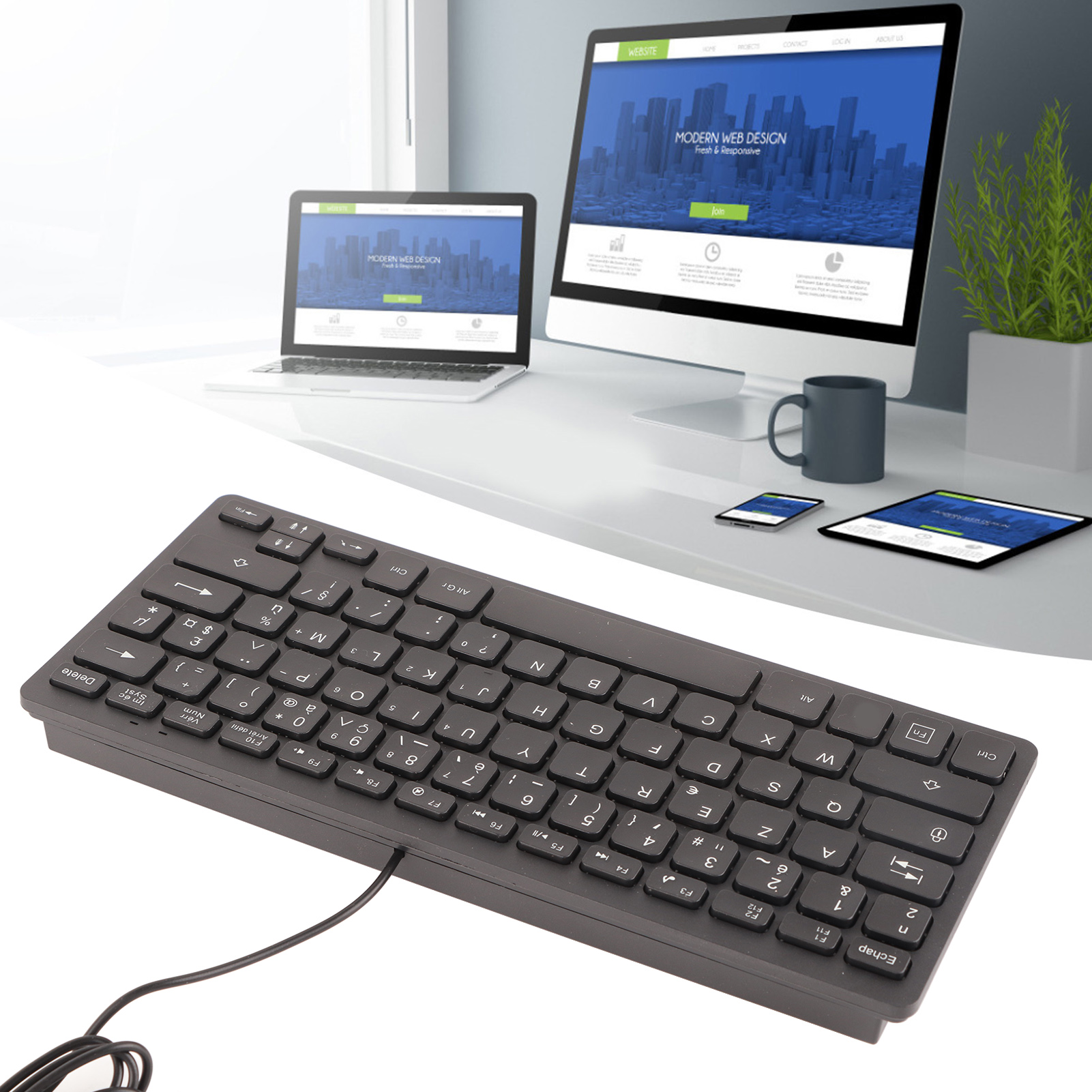 Computer-Tastaturen Ergonomisches Design Ultrathin Mini Drahtgebundene 78 T GFL - Picture 30 of 33