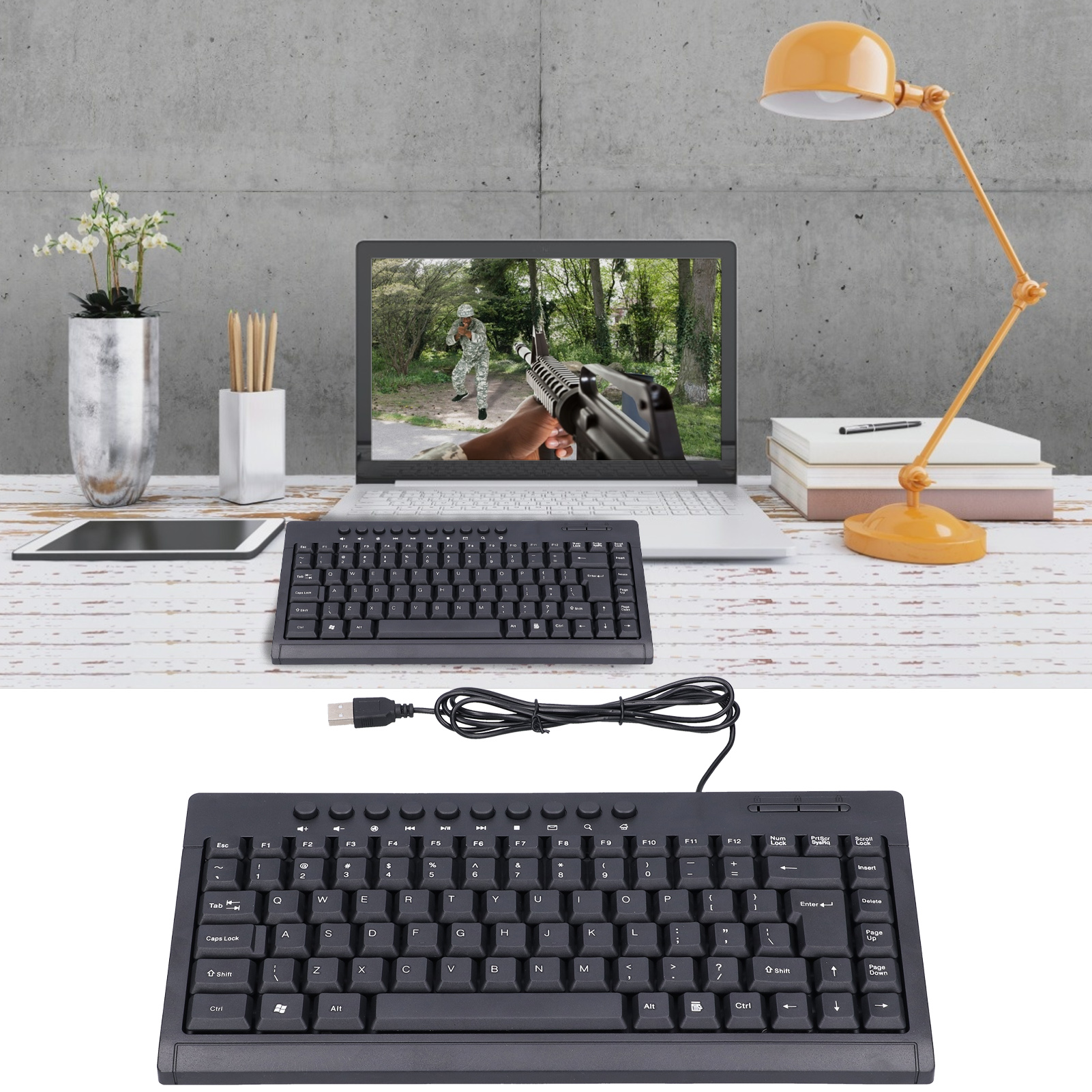 Wired Keyboard Mini 87 Keys USB Desktop Notebook Computer Accessories For Of FTD - Picture 13 of 18