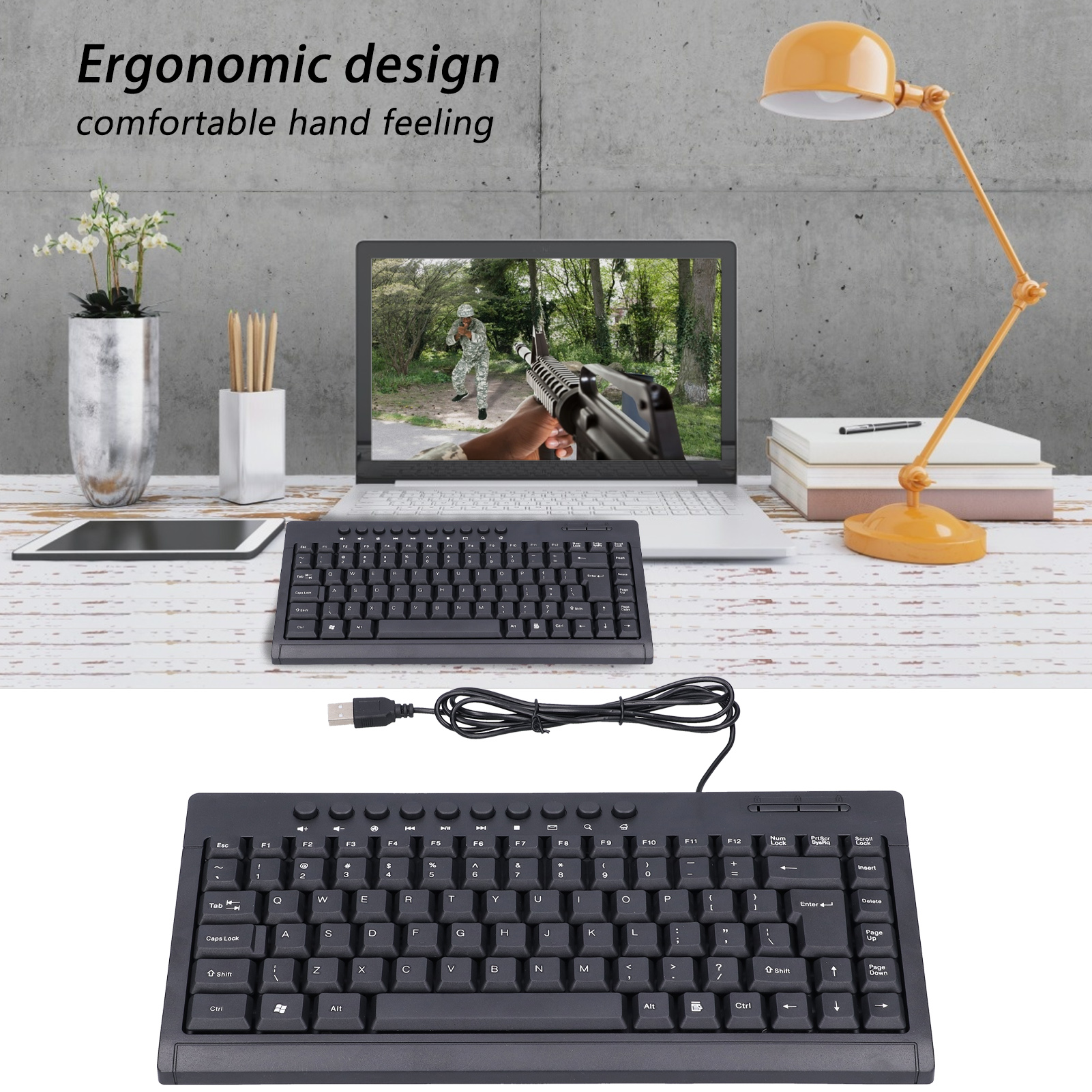 Wired Keyboard Mini 87 Keys USB Desktop Notebook Computer Accessories For Of FTD - Picture 16 of 18