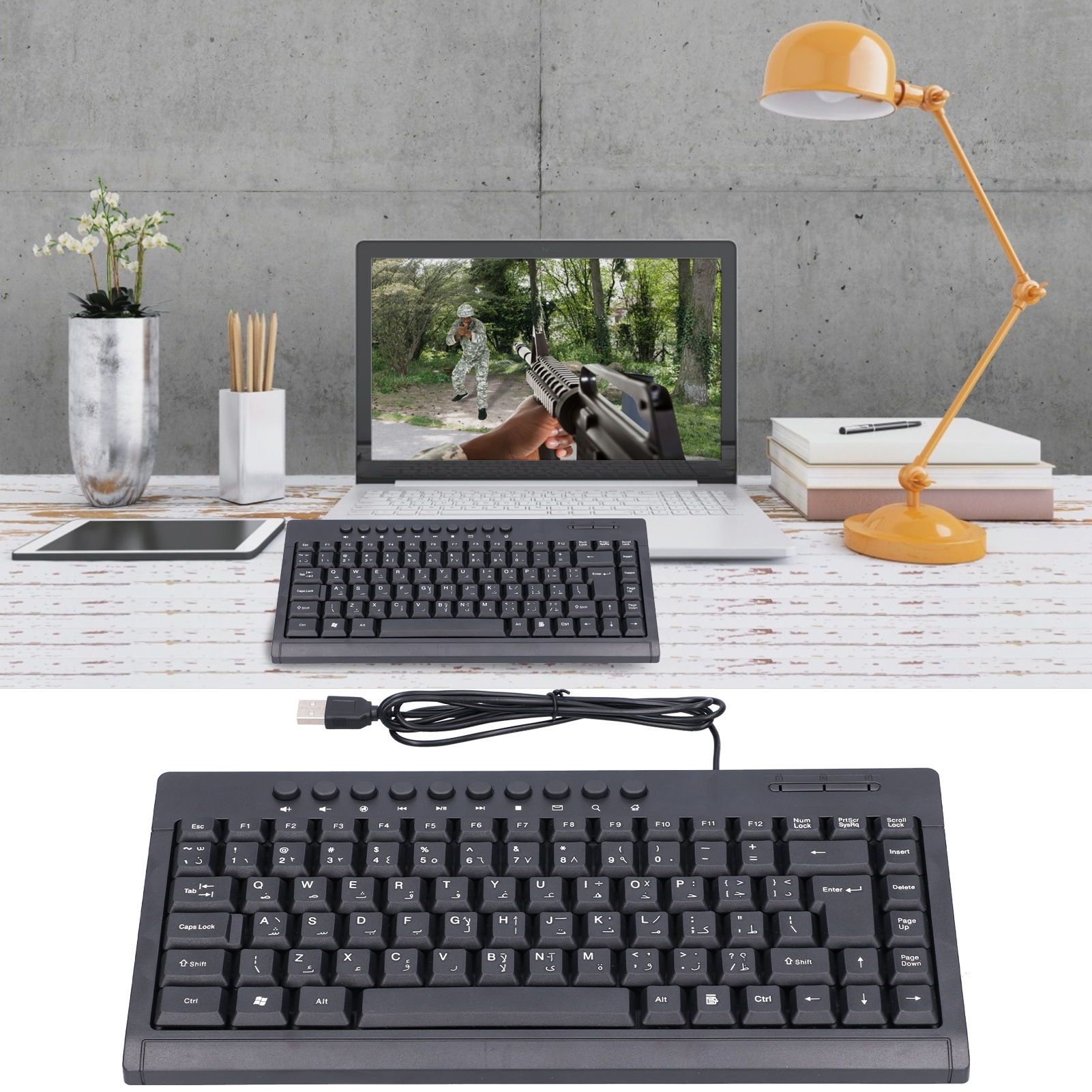 Wired Keyboard Mini 87 Keys USB Desktop Notebook Computer Accessories - Picture 13 of 18