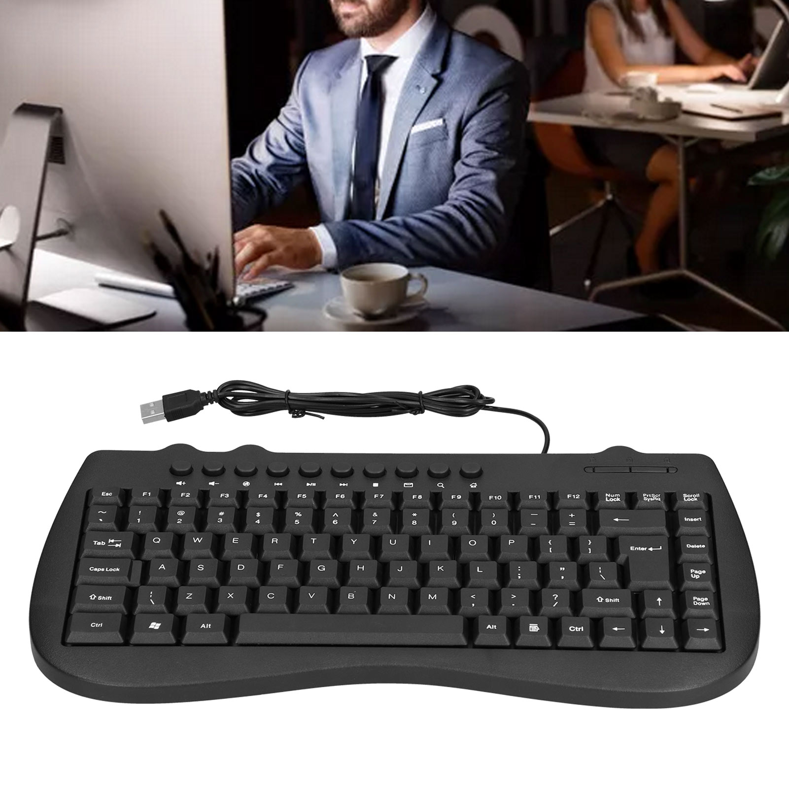 USB Keyboard Plastic 87 Keys KB‑301B Keypads General Ergonomically C BST - Picture 23 of 28