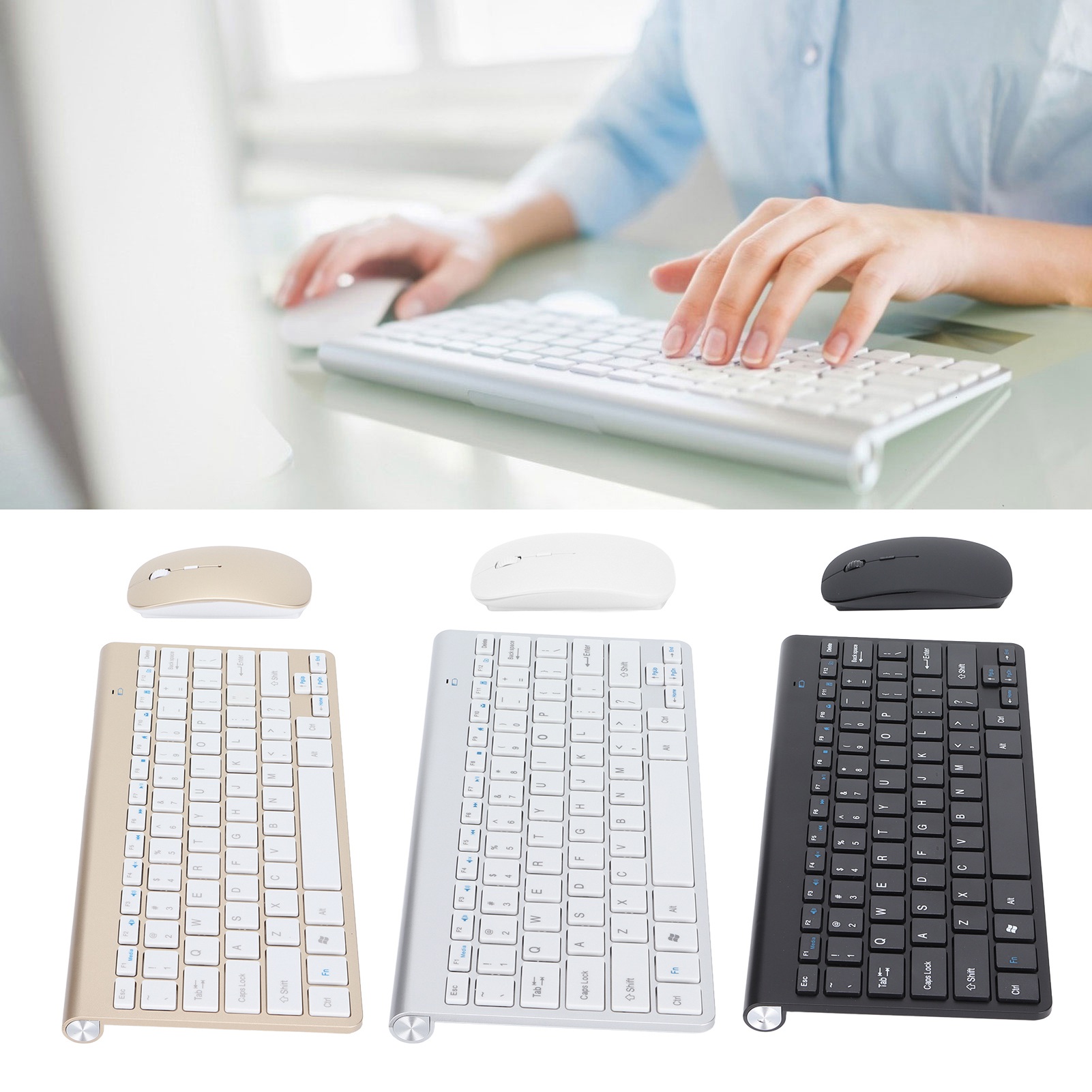 Keyboard Mouse Combo Wireless 2.4G USB Ultraslim Ergonomic Wearproof Keyboa BST - Picture 24 of 31