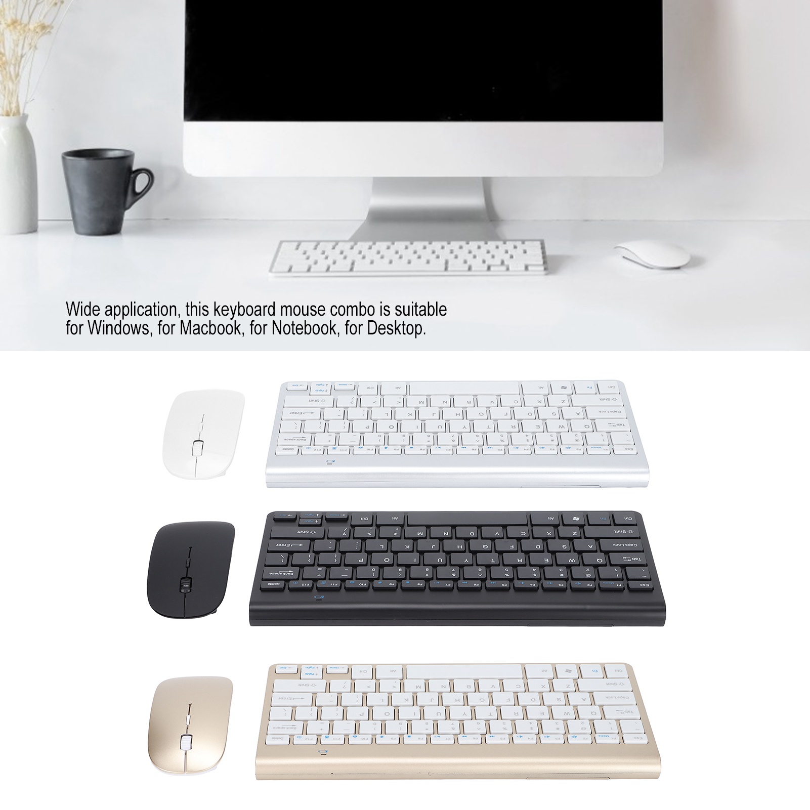 Keyboard And Mouse Combination Wireless 2.4G USB Ultra-thin Portable Ergonomic - Picture 31 of 31