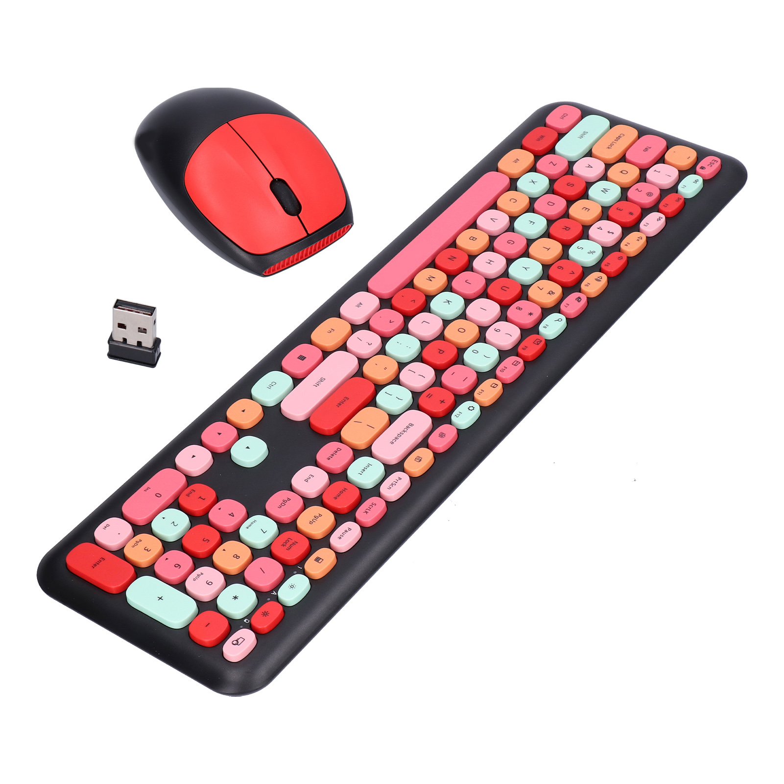 Keyboard Mouse Combo 2.4G Retro Multi Color Mute Cover Wireless Keyboard An AU - Afbeelding 16 van 18