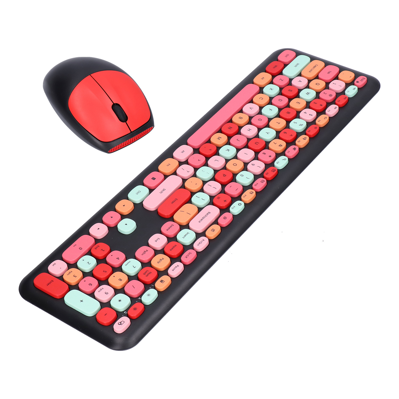 Keyboard Mouse Combo 2.4G Retro Multi Color Mute Cover Wireless Keyboard An SLK - Photo 15/18