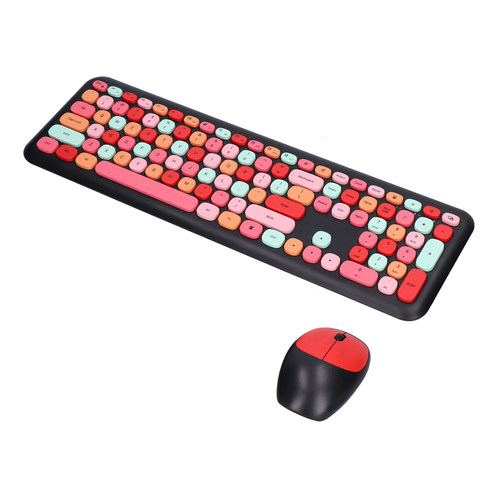 Keyboard Mouse Combo 2.4G Retro Multi Color Mute Cover Wireless Keyboard An AU - Afbeelding 17 van 18