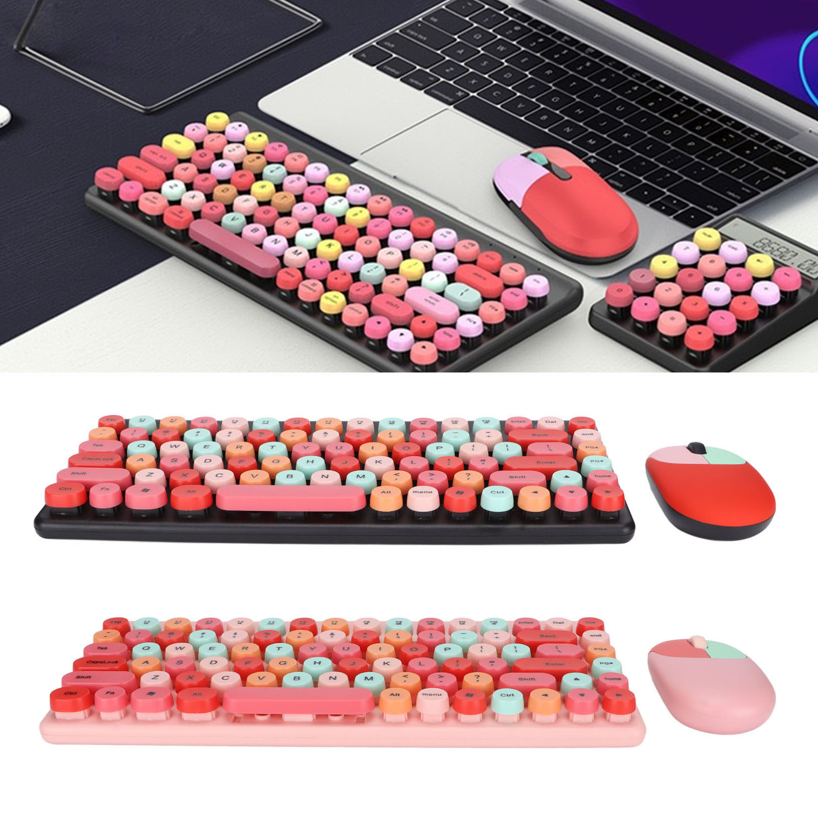 Keyboard Mouse Combo Wireless 86 Keys Cute Colorful Appearance Multimedia But FY - Afbeelding 25 van 30