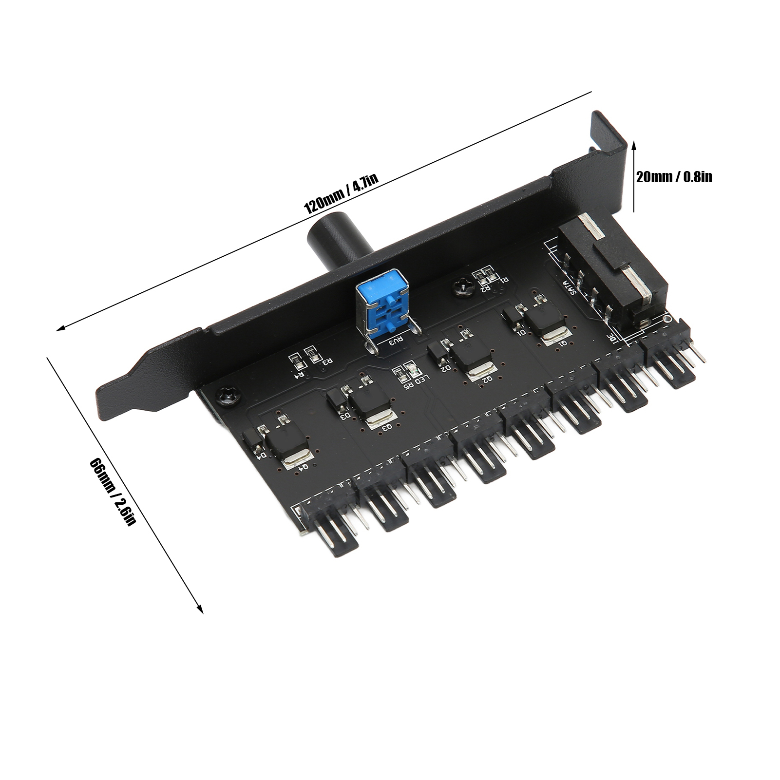 Fan Hub 12V 3pin 4pin 1 Knob 8 Channels Stable Precise Fan Speed Controller W FY - Afbeelding 25 van 29