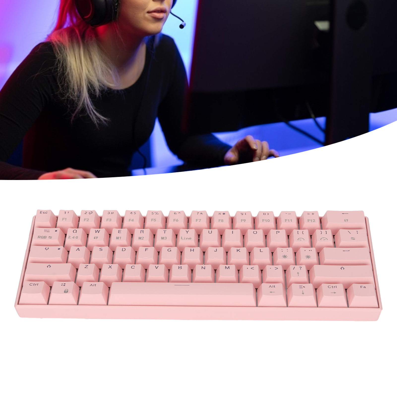 READSON Mechanical Keyboard 61 Keys RGB Backlit Ergonomic Design 1800mAh Batt DB - Photo 18/24