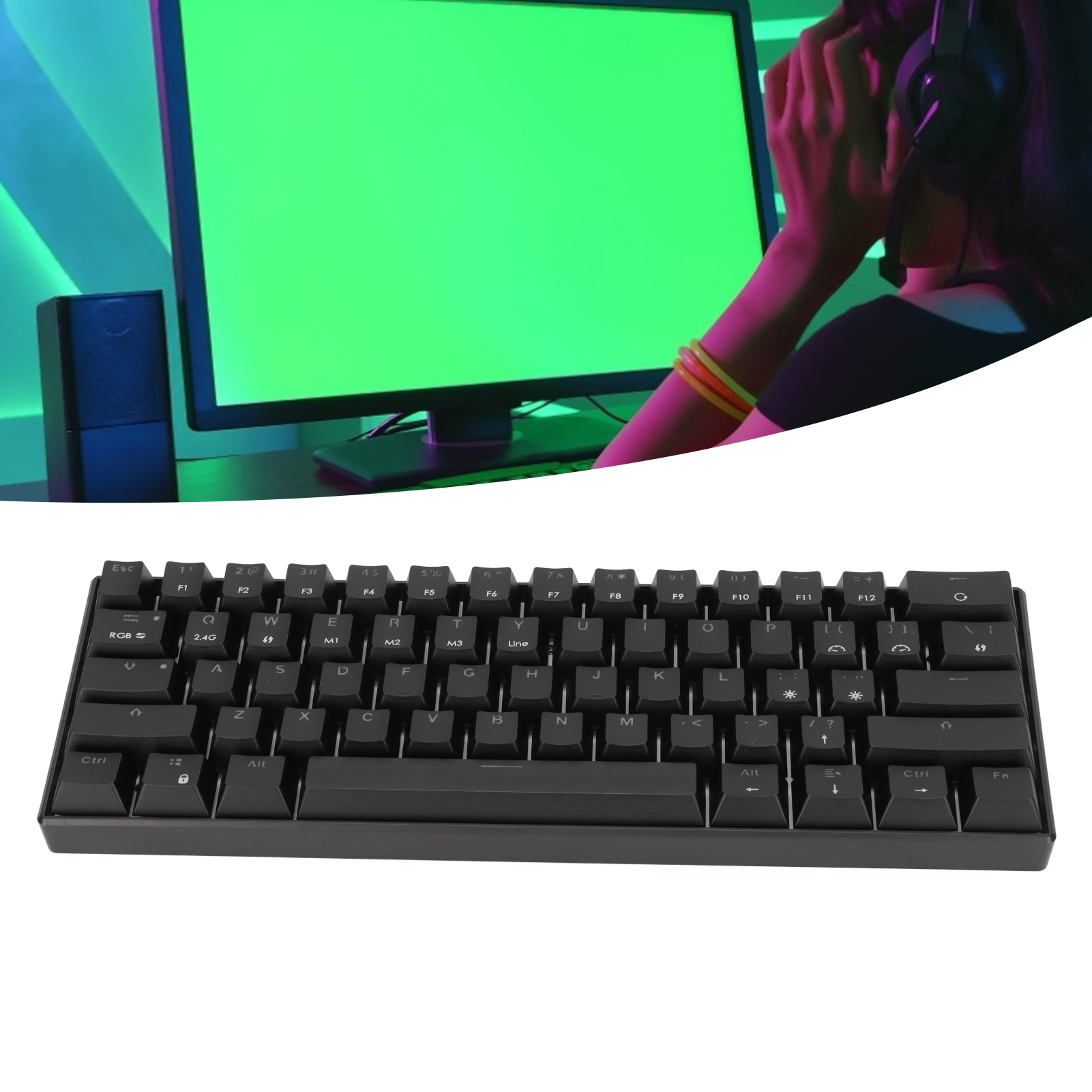 READSON Mechanical Gaming Keyboard 61Keys Support Wireless Portable Ergonomic FY - Afbeelding 32 van 34
