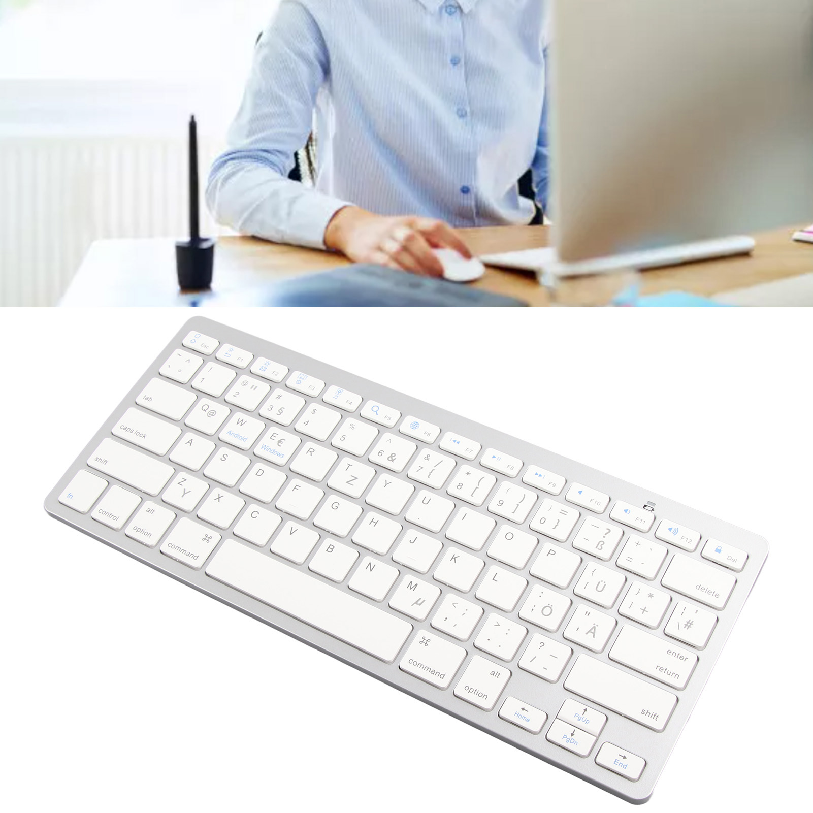 Wireless Keyboard Mini 78 Keys Ultra Thin White Computer Keyboards For Andr ECM - Picture 18 of 30