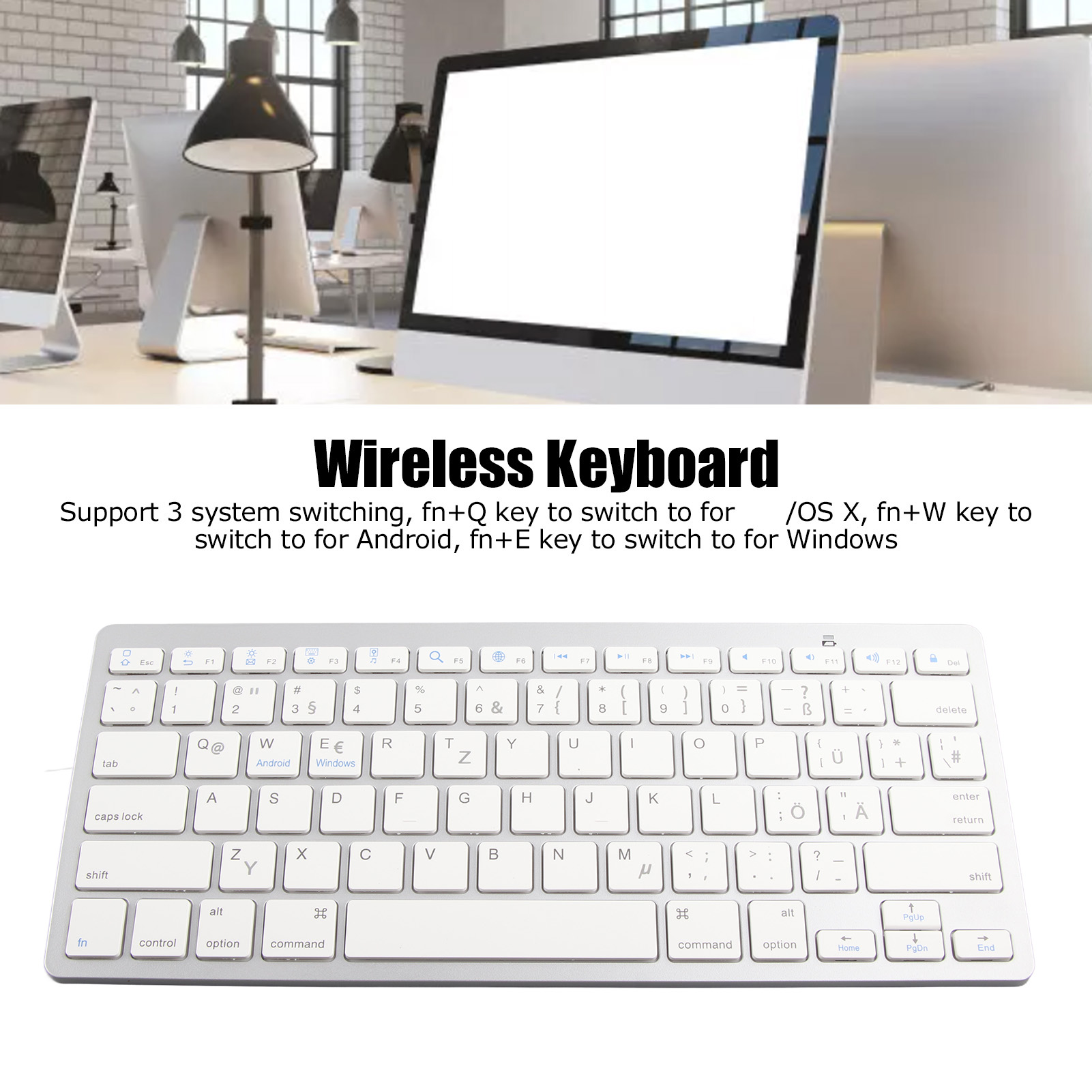 Wireless Keyboard Mini 78 Keys Thin Portable White Computer Keyboards - Picture 40 of 40