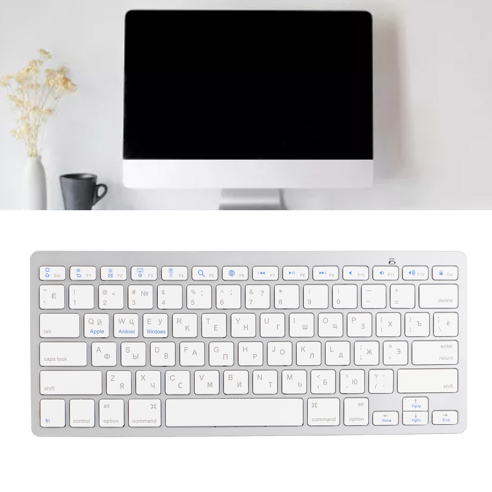 Wireless Keyboard Mini 78 Keys Thin Portable White Computer Keyboards - Picture 36 of 40