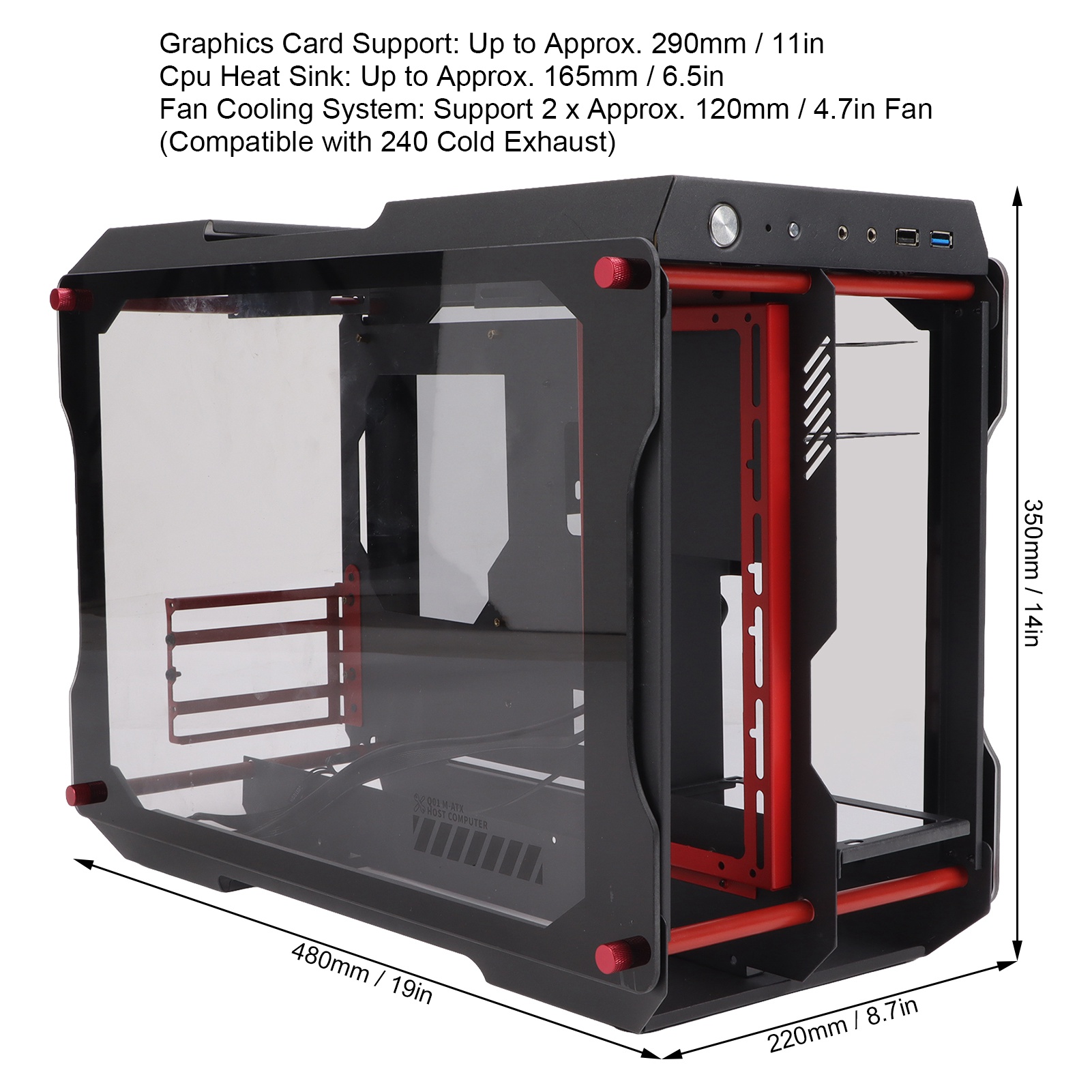 Motherboard Desktop Chassis Mini Fully Transparent Open Support MATX Motherb SAL - Afbeelding 29 van 29