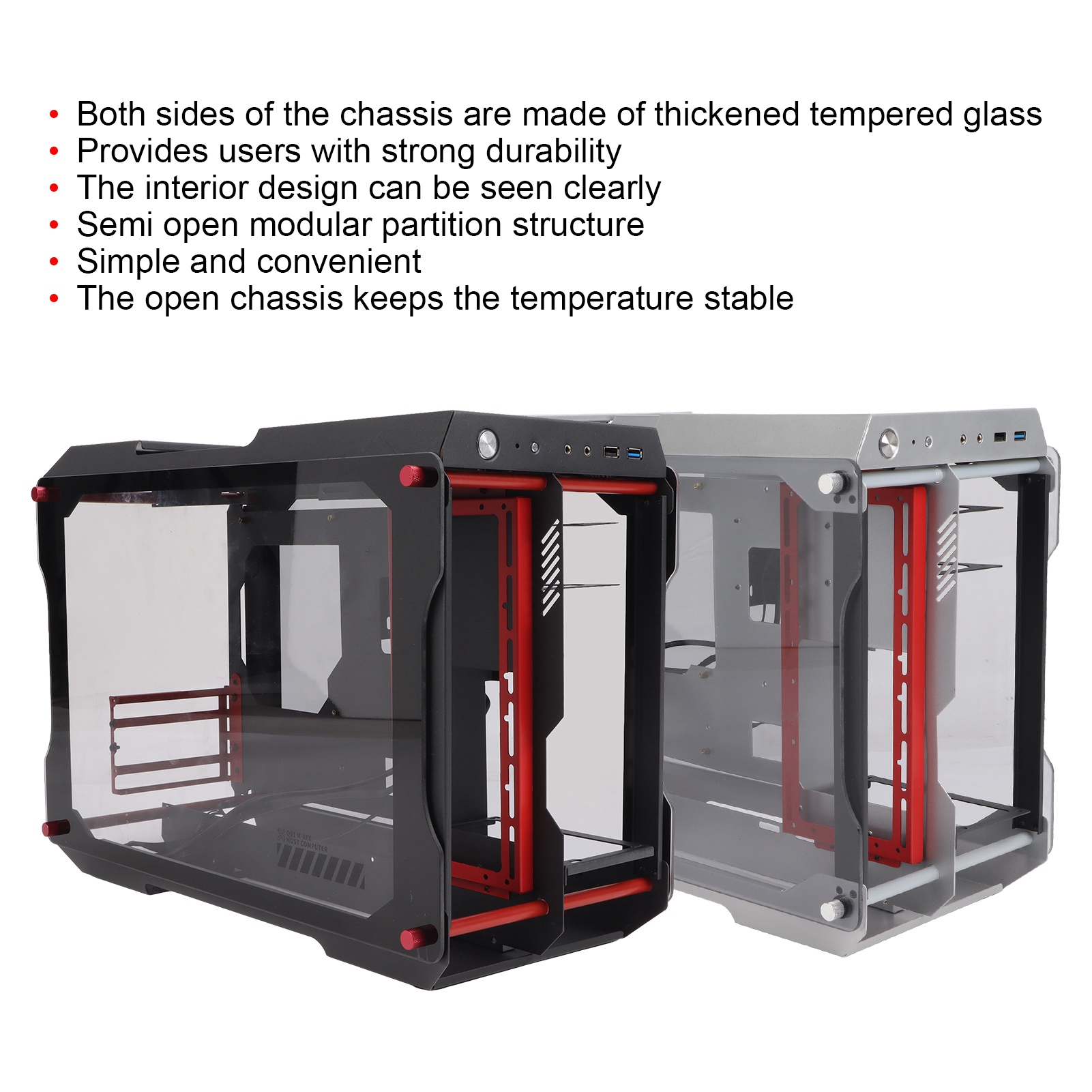 Motherboard Desktop Chassis Mini Fully Transparent Open Support MATX Motherbo FY - Afbeelding 25 van 29