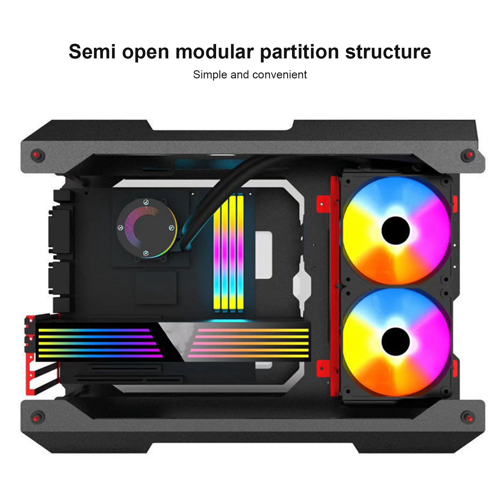 Motherboard Desktop Chassis Mini Fully Transparent Open Support MATX Motherb SAL - Afbeelding 26 van 29