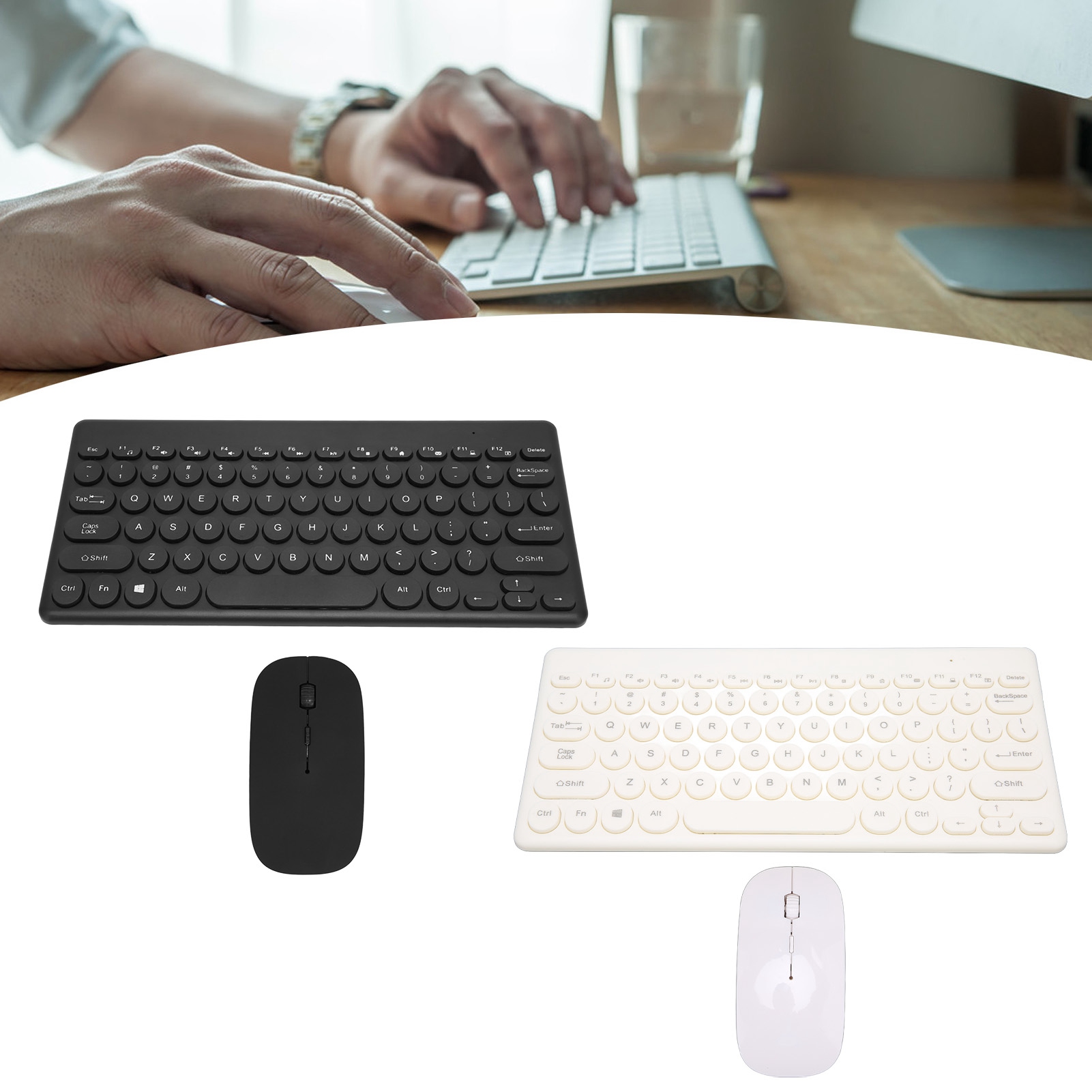 Keyboard Mouse Set Wireless 2.4G 78Keys Keyboard 4Keys Mouse Buttons Mini Com CB - Afbeelding 29 van 30