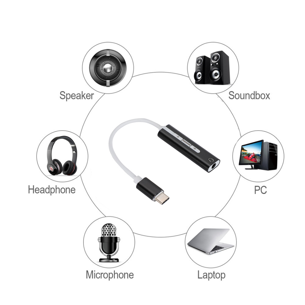 External Type C To 3.5mm Female Stereo Sound Card For 98SE/ME/2000/XP CB - Afbeelding 11 van 14