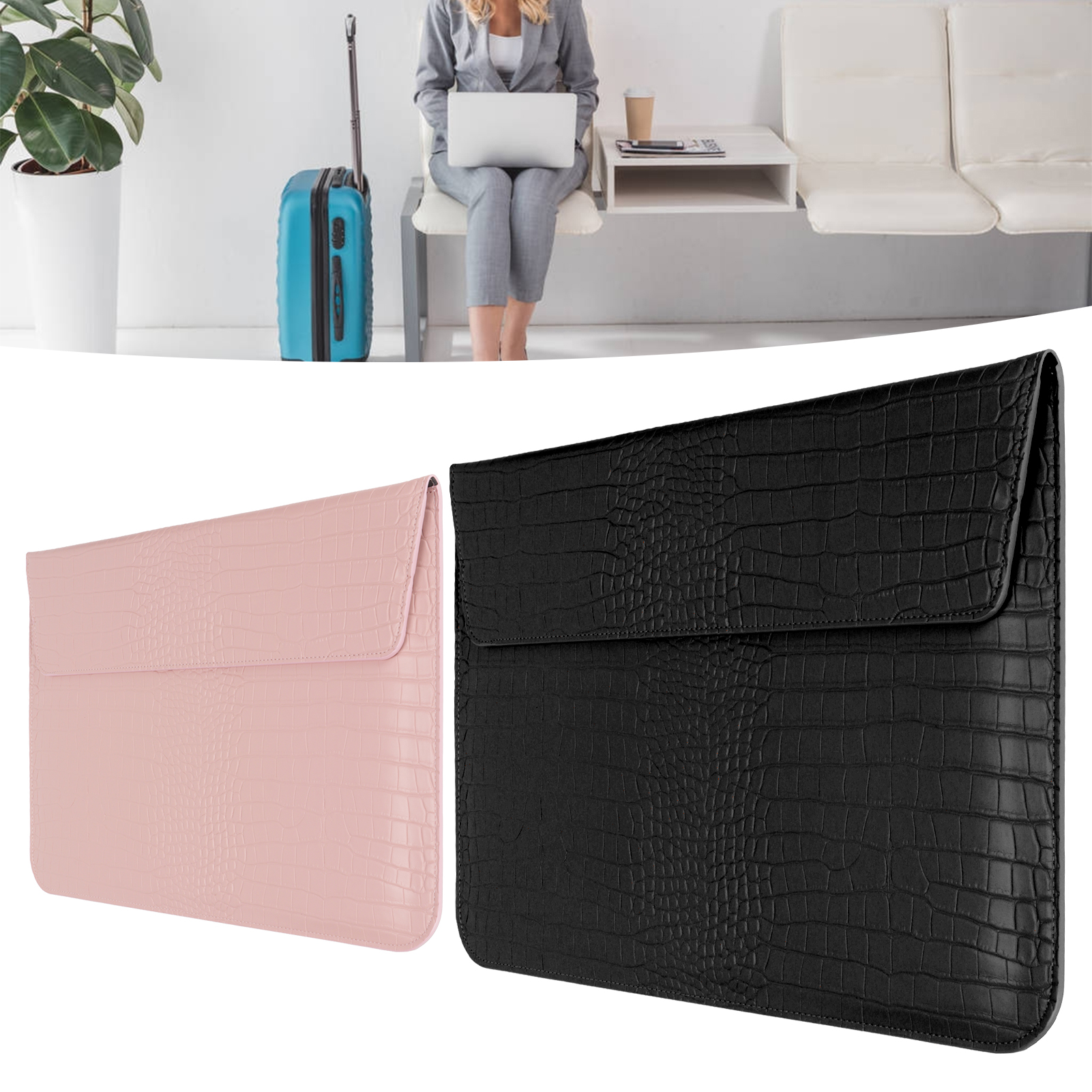 Laptop Sleeve 15.4in Magnetic Buckle Design 39x28x1cm Protective Waterproof P FY - Afbeelding 24 van 28
