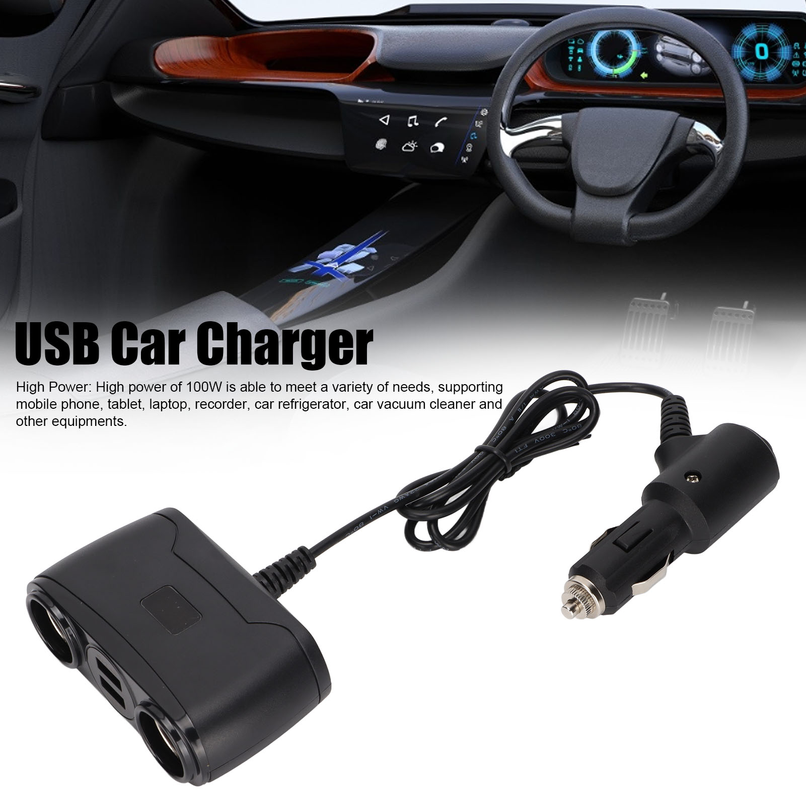 Cigarette Lighter Splitter Adapter 100W USB QC 3.0 Car Plug Charger 2 In 1 W FTD - Photo 13 sur 18