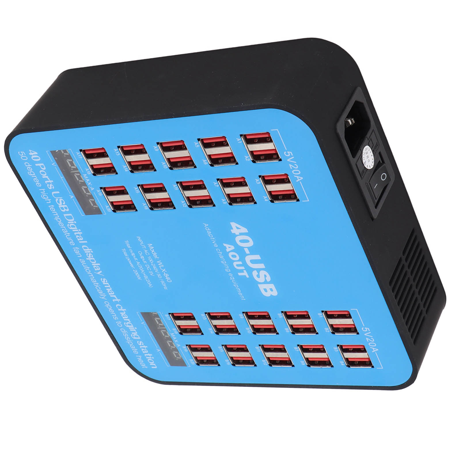 Multiport USB Charging Station WLX‑840 Phone Charging Hub 40 Port 200W For C EOM - Photo 22 sur 24