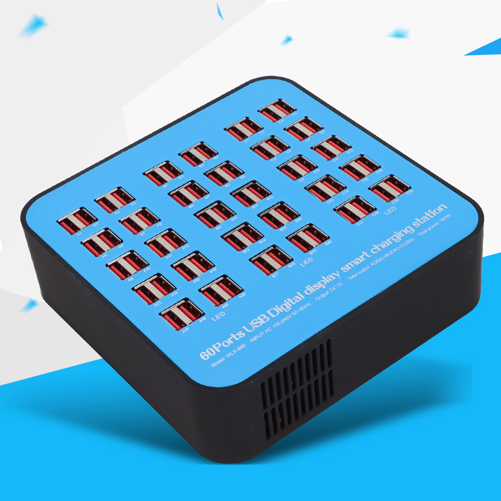 300W 60 Port USB Fast Charging Station Travel Desktop USB Rapid Charger Mult SG5 - Zdjęcie 23 z 28