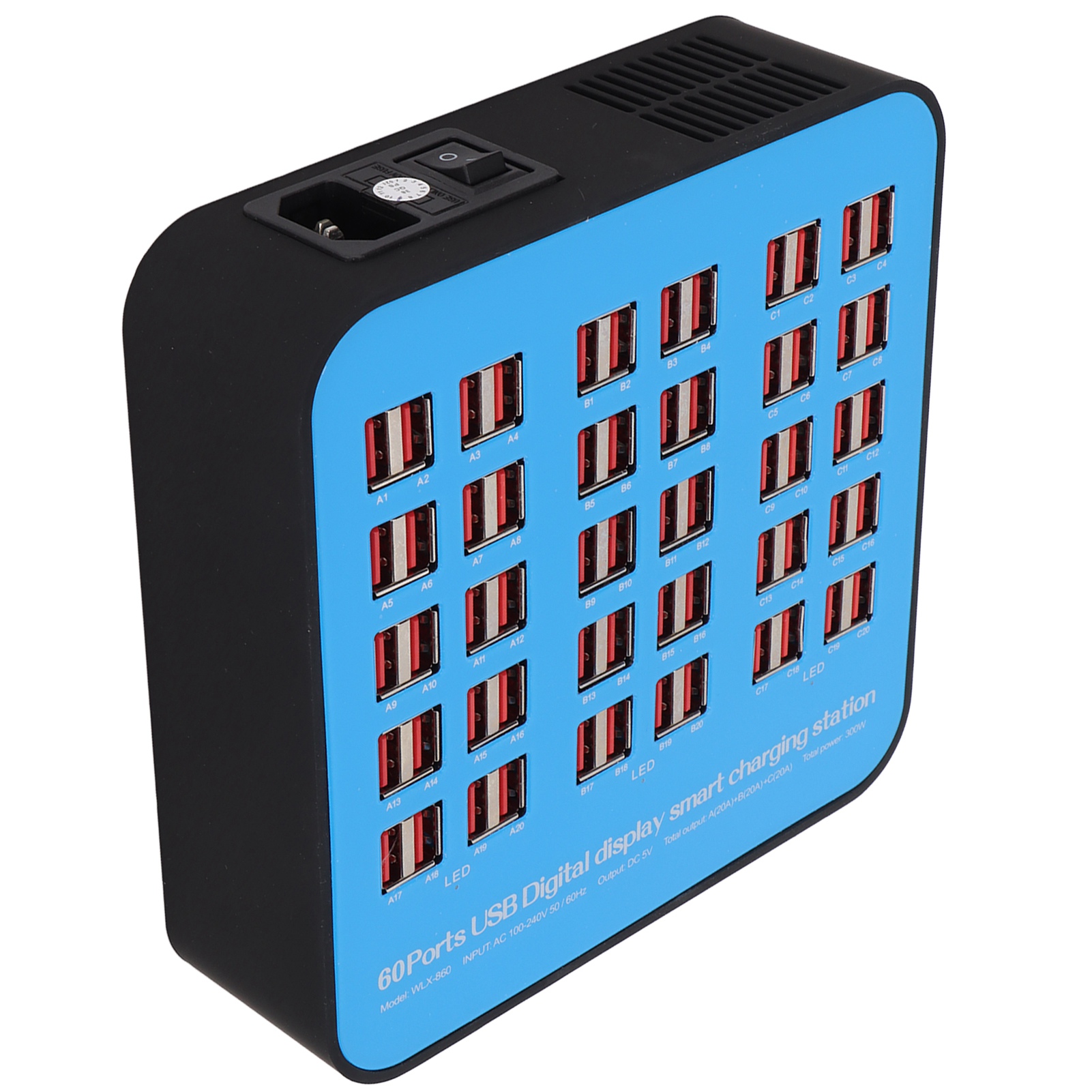 300W 60 Port USB Fast Charging Station Travel Desktop USB Rapid Charger MultPort - Picture 15 of 24
