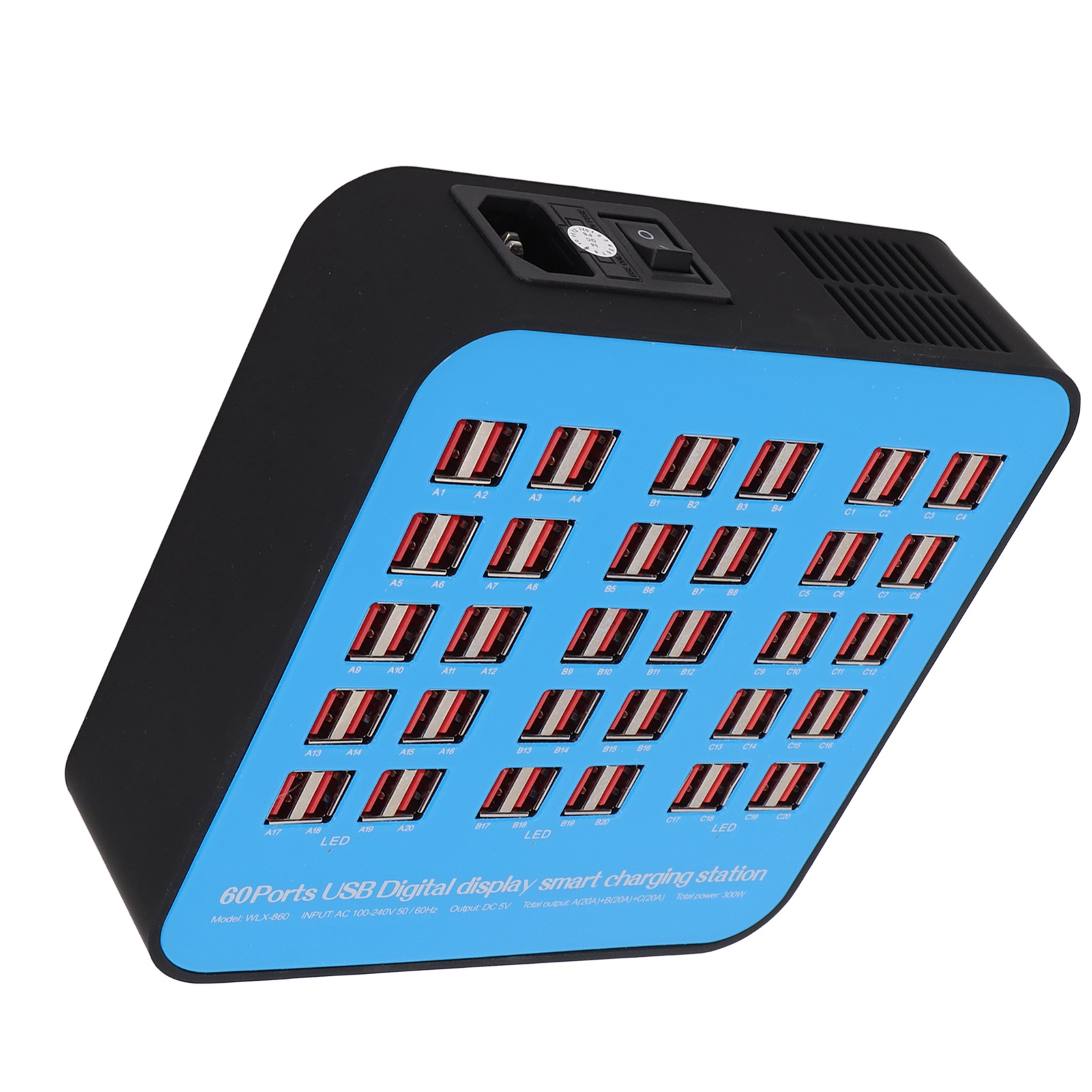 300W 60 Port USB Fast Charging Station Travel Desktop USB Rapid Charger MultPort - Picture 24 of 24