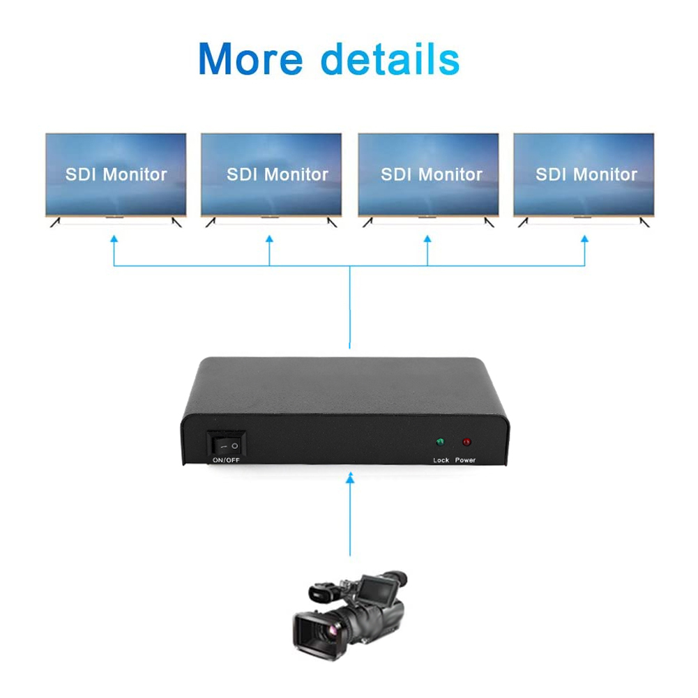 1x4 3G SDI Signal Splitter Video Converter 1 In 4 Out Distributor Adapter NEW - Afbeelding 16 van 18